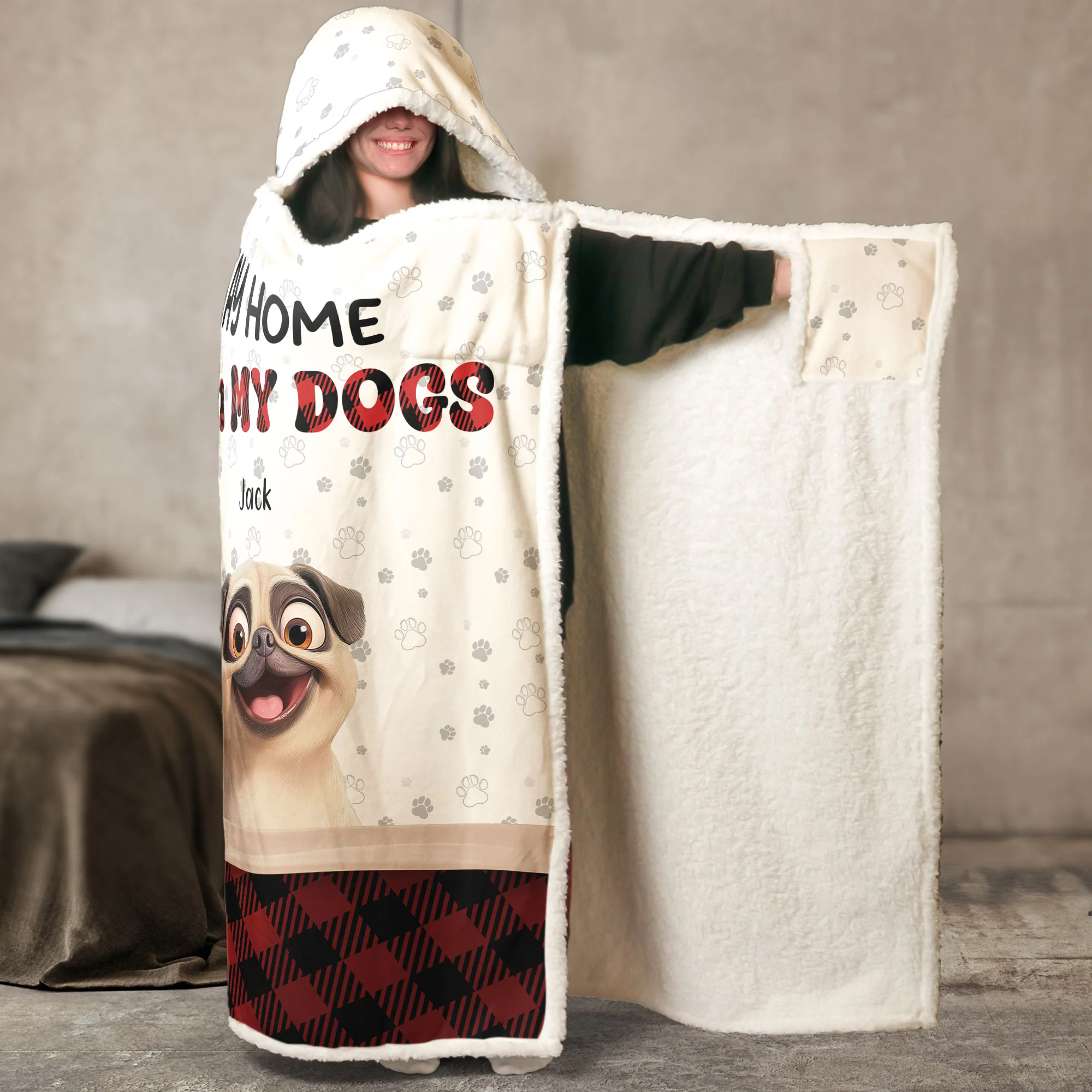 I Just Want To Hang Out With My Dog - Personalized Wearable Blanket Hoodie - Image 2