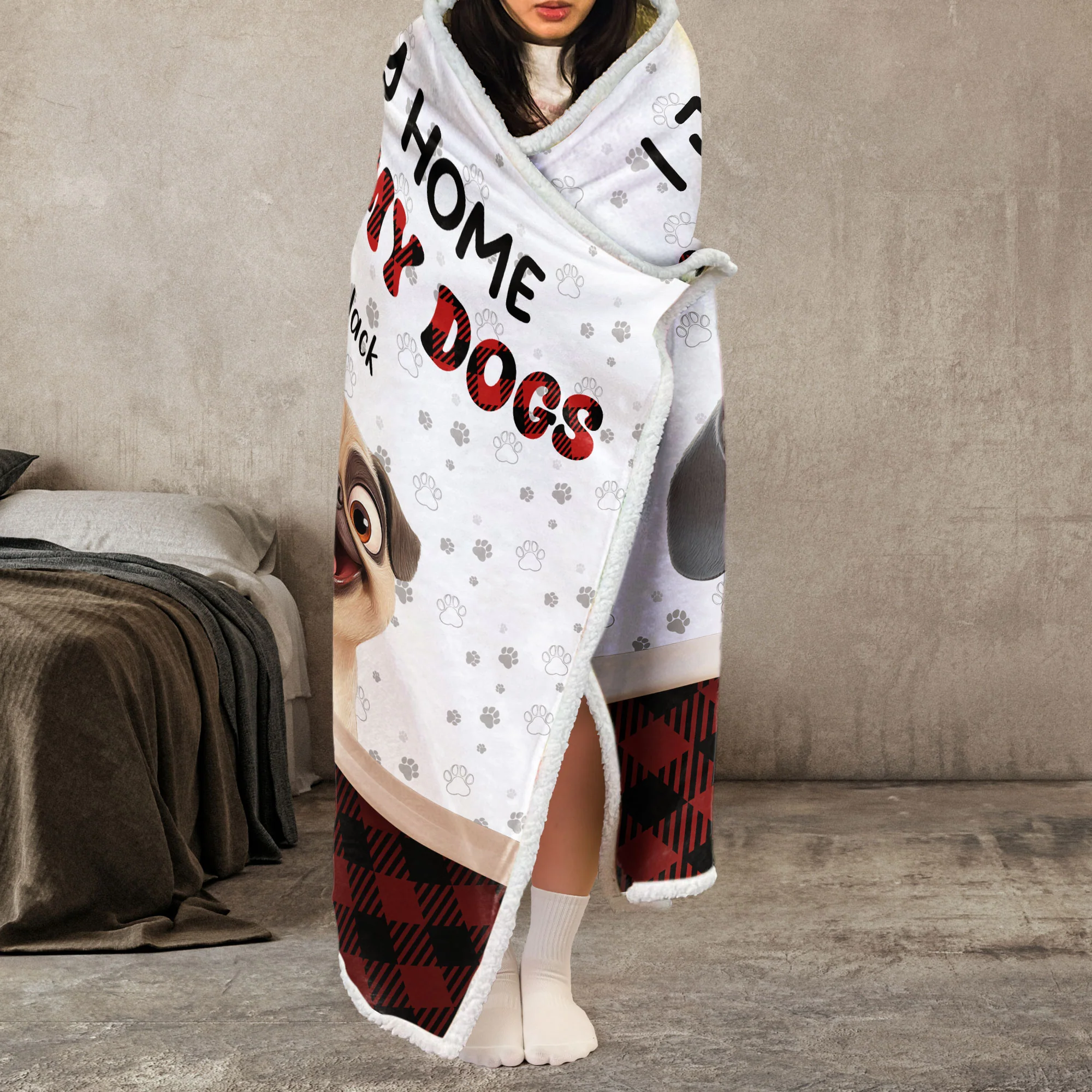 I Just Want To Hang Out With My Dog - Personalized Wearable Blanket Hoodie - Image 3