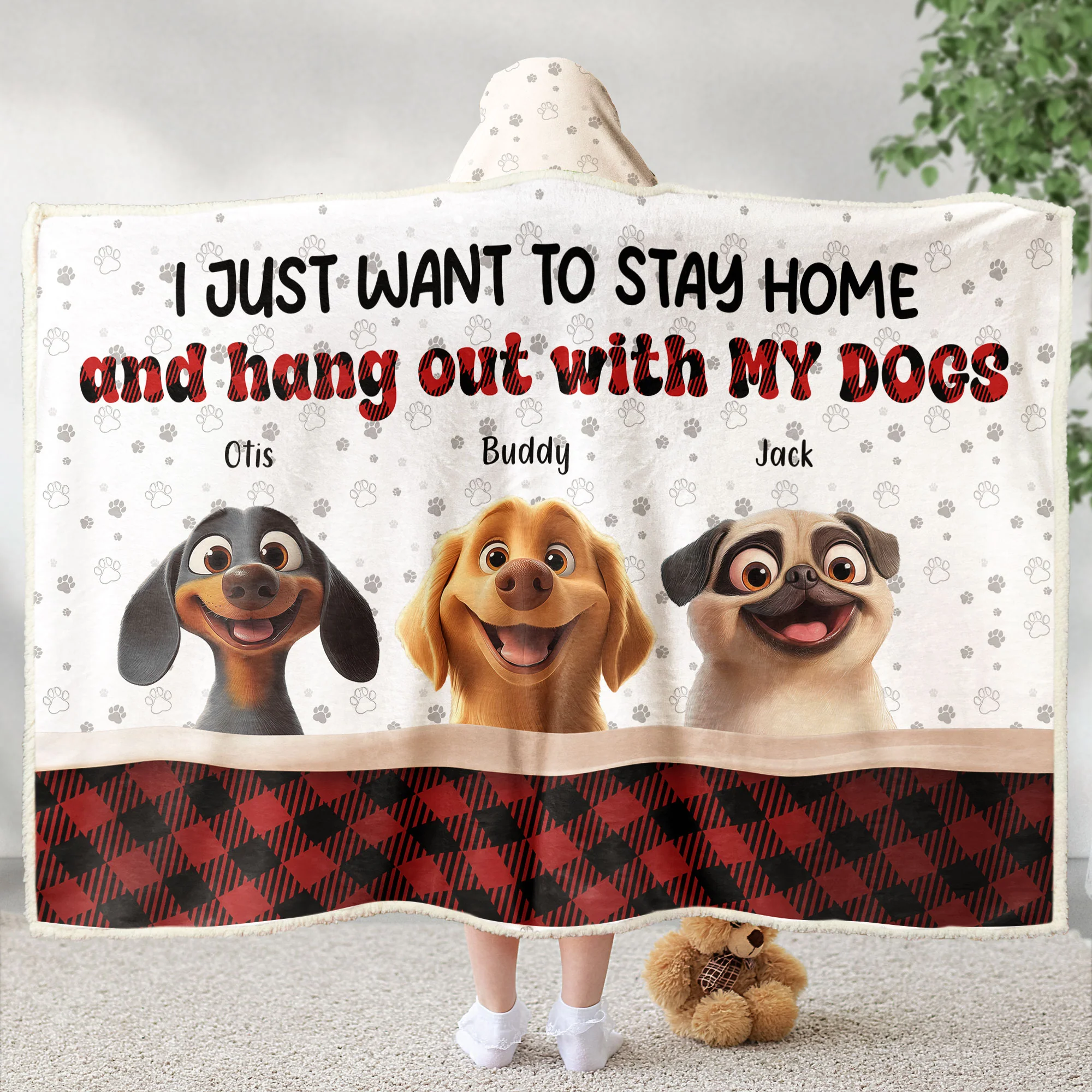 I Just Want To Hang Out With My Dog - Personalized Wearable Blanket Hoodie - Image 4
