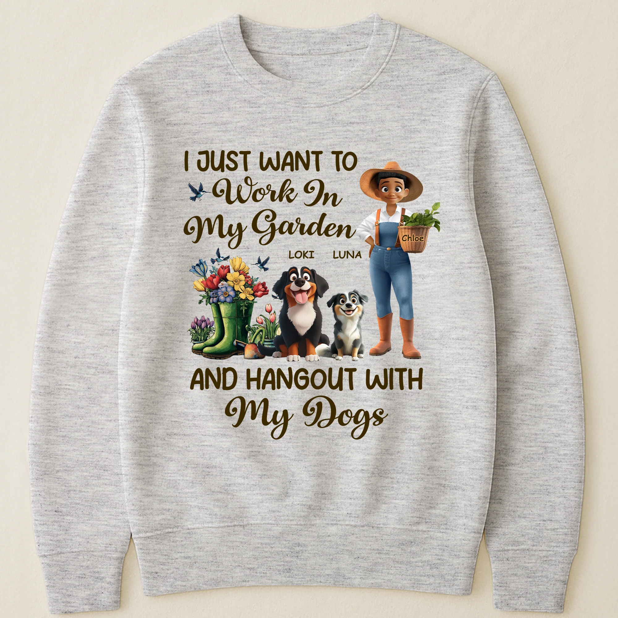 I Just Want To Work In My Garden And Hangout With My Dogs - Personalized Shirt - Image 3