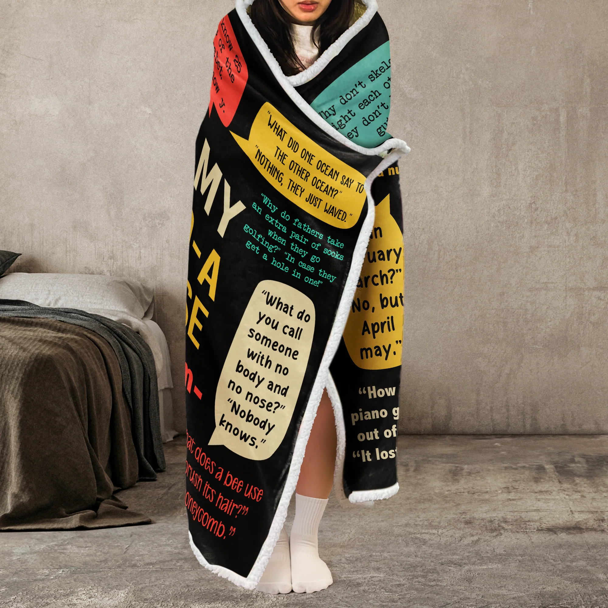 I Keep All My Dad Jokes In My Dad-A-Base - Personalized Wearable Blanket Hoodie - Image 4