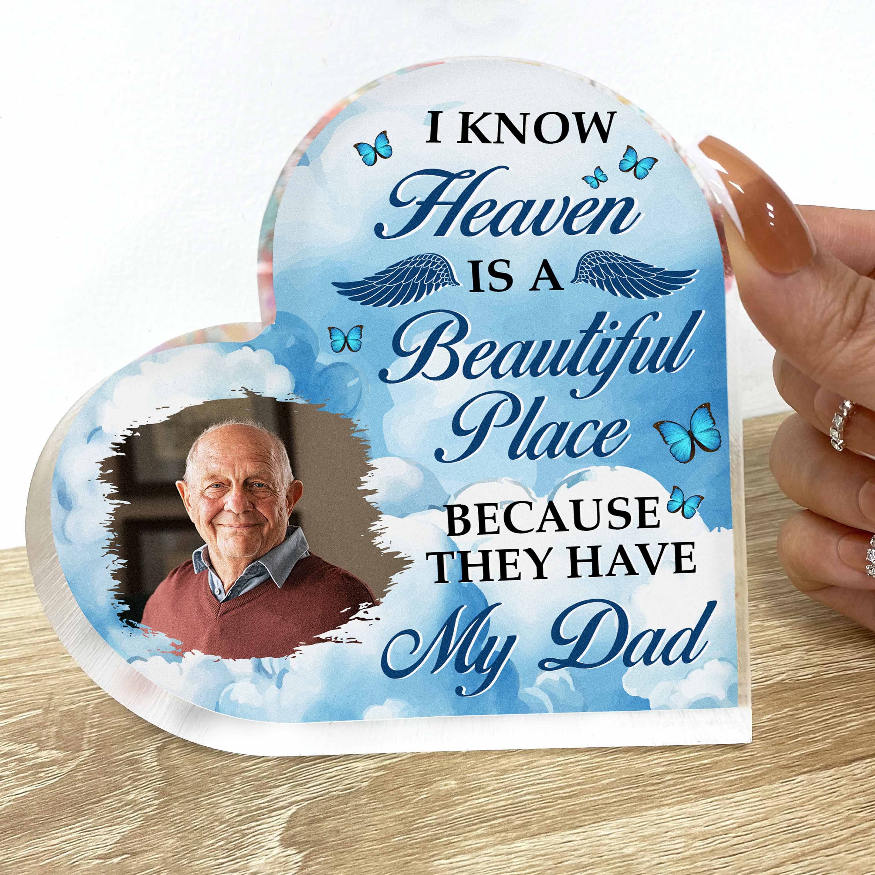I Know Heaven Is A Beautiful Place - Personalized Acrylic Photo Plaque - Image 2