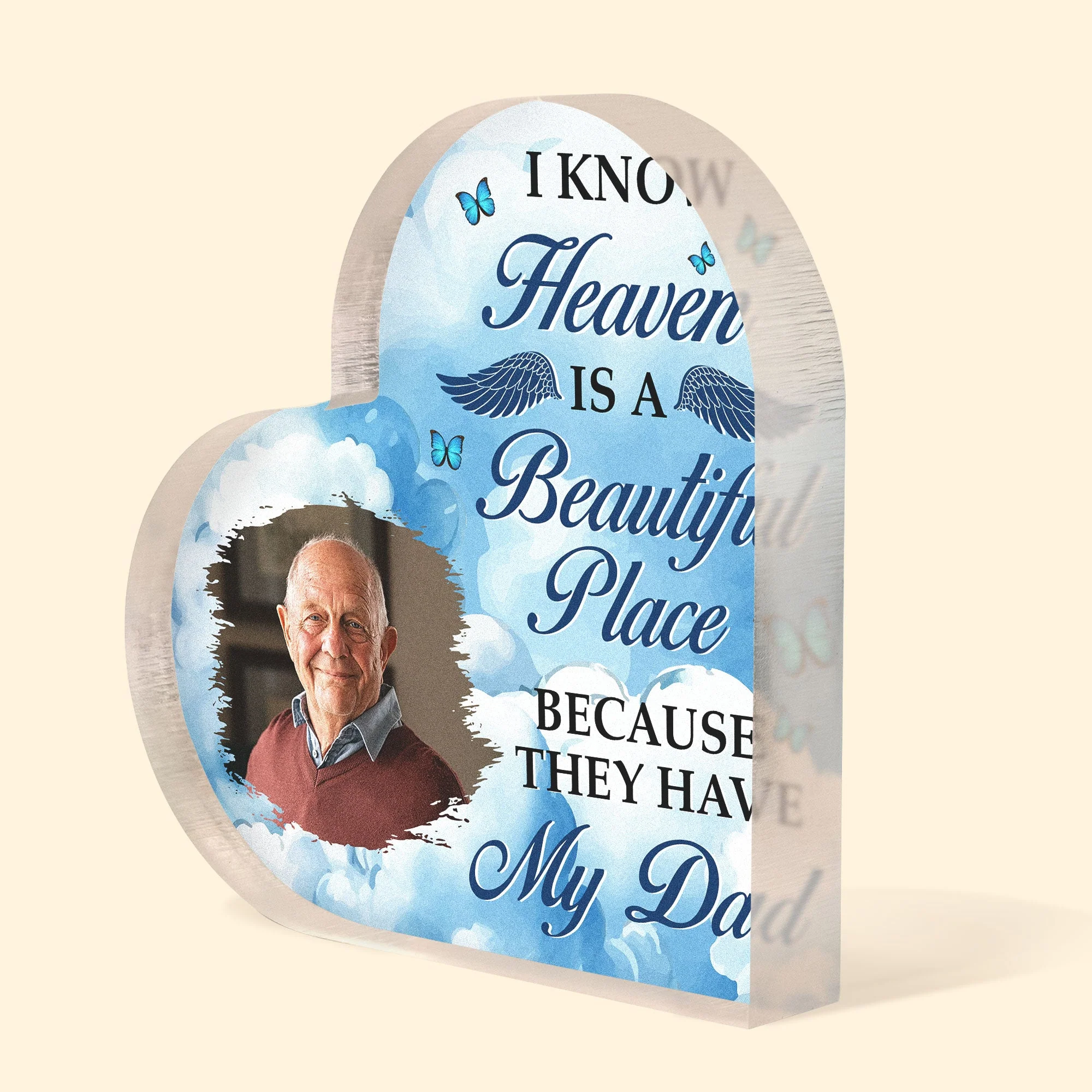I Know Heaven Is A Beautiful Place - Personalized Acrylic Photo Plaque - Image 5