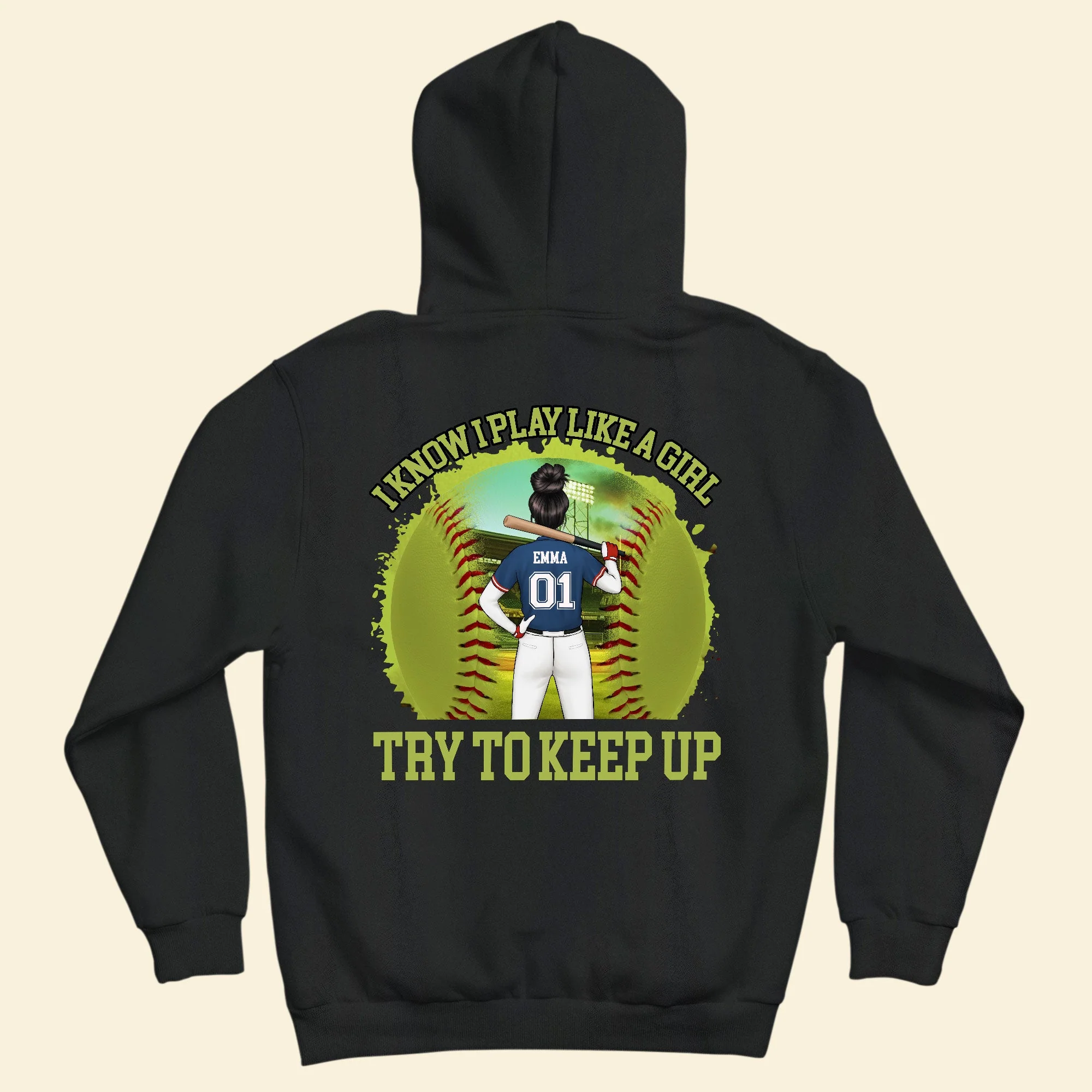 I Know I Play Softball Like A Girl - Personalized Back Printed Shirt - Image 3
