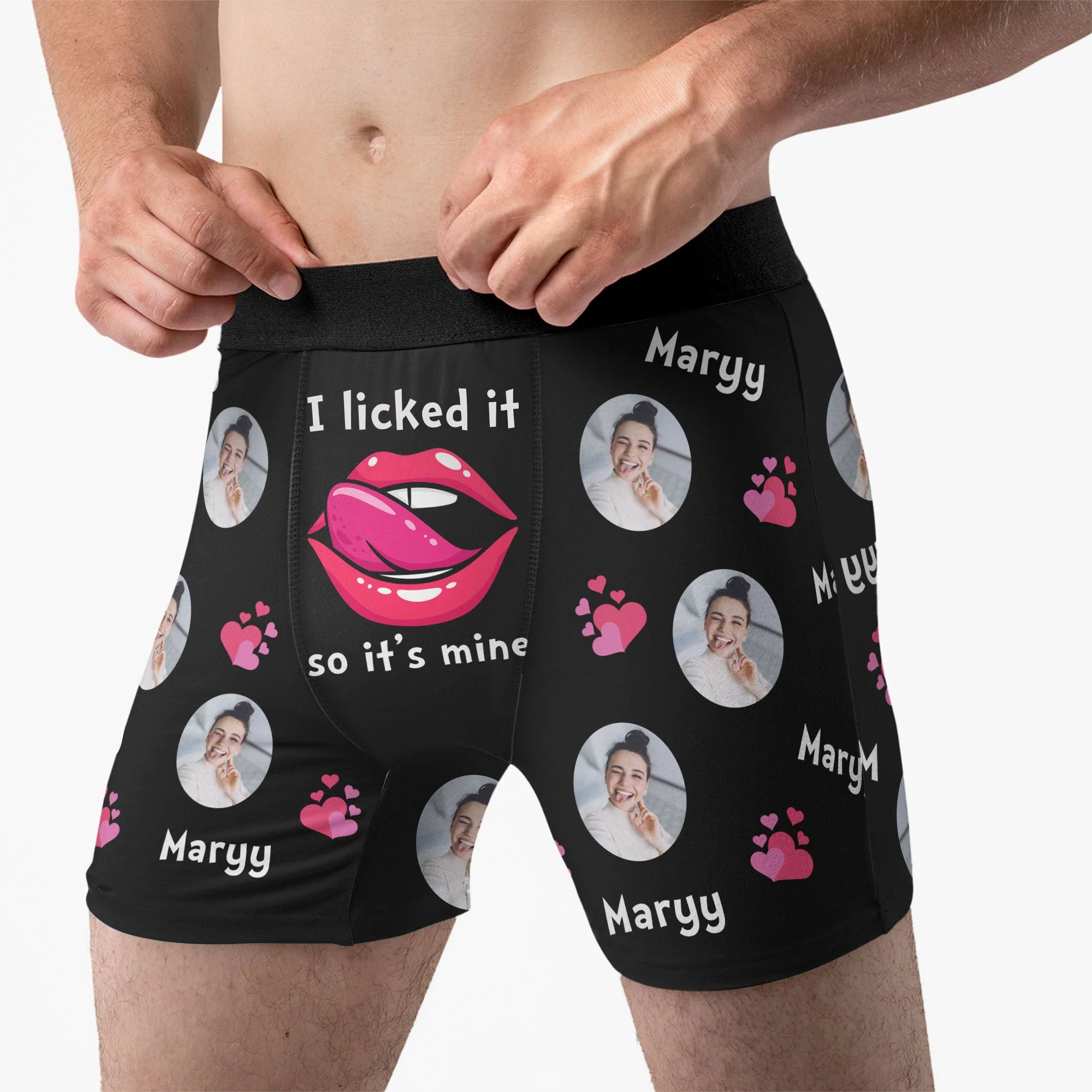 I Licked It So It's Mine Funny Anniversary Gift - Personalized Photo Men's Boxer Briefs - Gift For Husband - Image 4