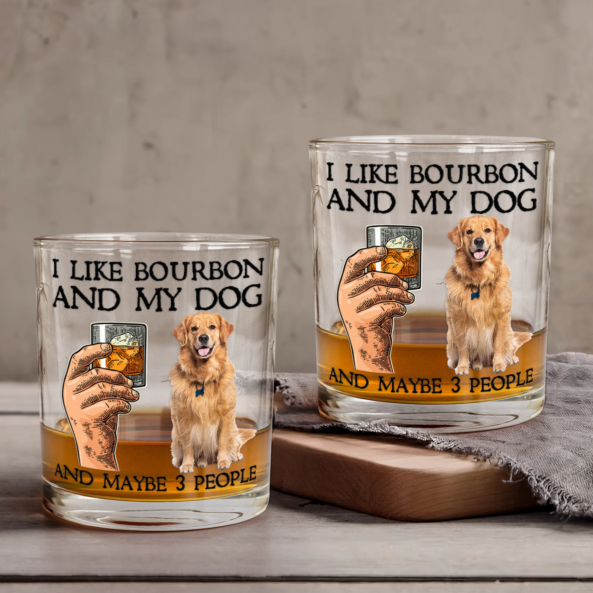 I Like Bourbon And My Dogs And Maybe 3 People - Personalized Photo Whiskey Glass - Image 4