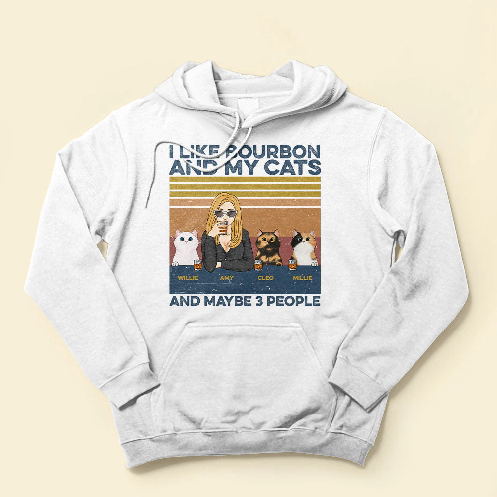 I Like Bourbon, Beer, Drinks And My Cats, And Maybe 3 People - Cat Custom Shirt - Image 4