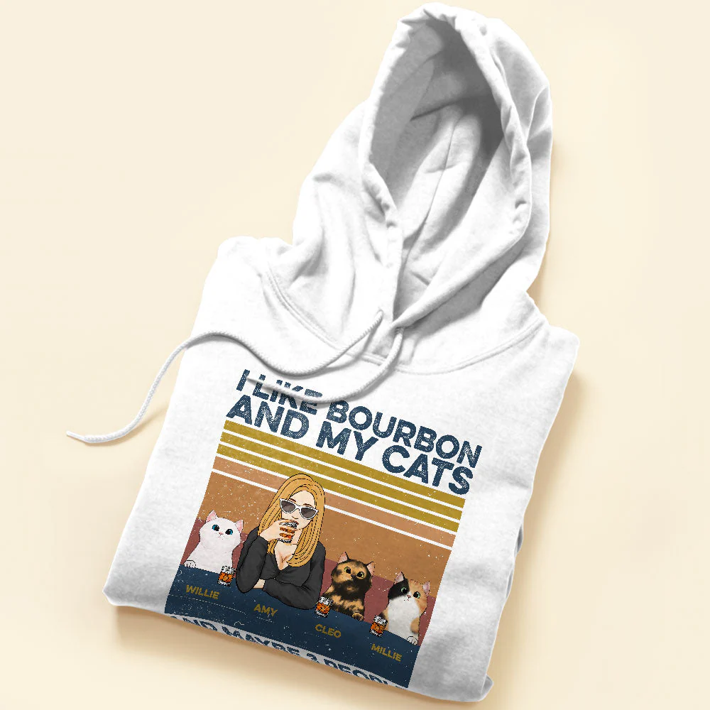 I Like Bourbon, Beer, Drinks And My Cats, And Maybe 3 People - Cat Custom Shirt - Image 5