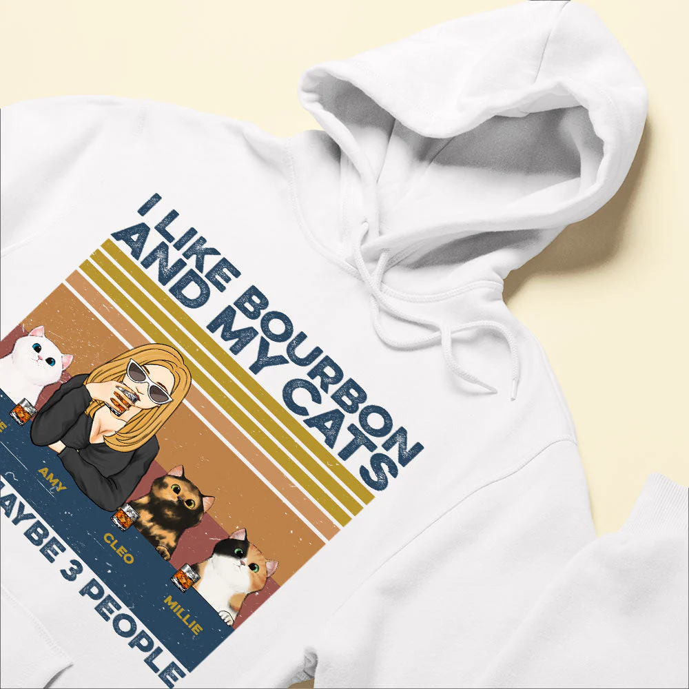 I Like Bourbon, Beer, Drinks And My Cats, And Maybe 3 People - Cat Custom Shirt - Image 6