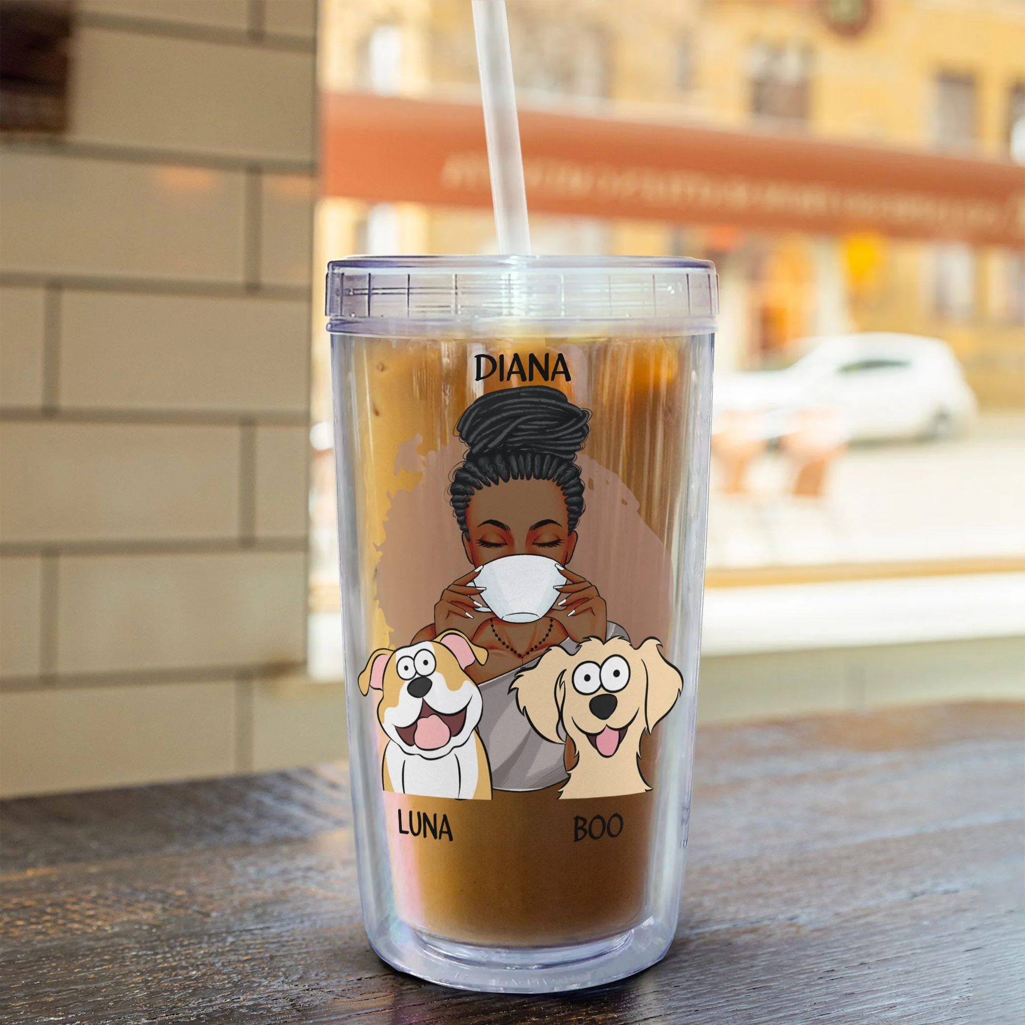 I Like Coffee And My Fur Babies - Personalized Acrylic Tumbler With Straw - Image 5