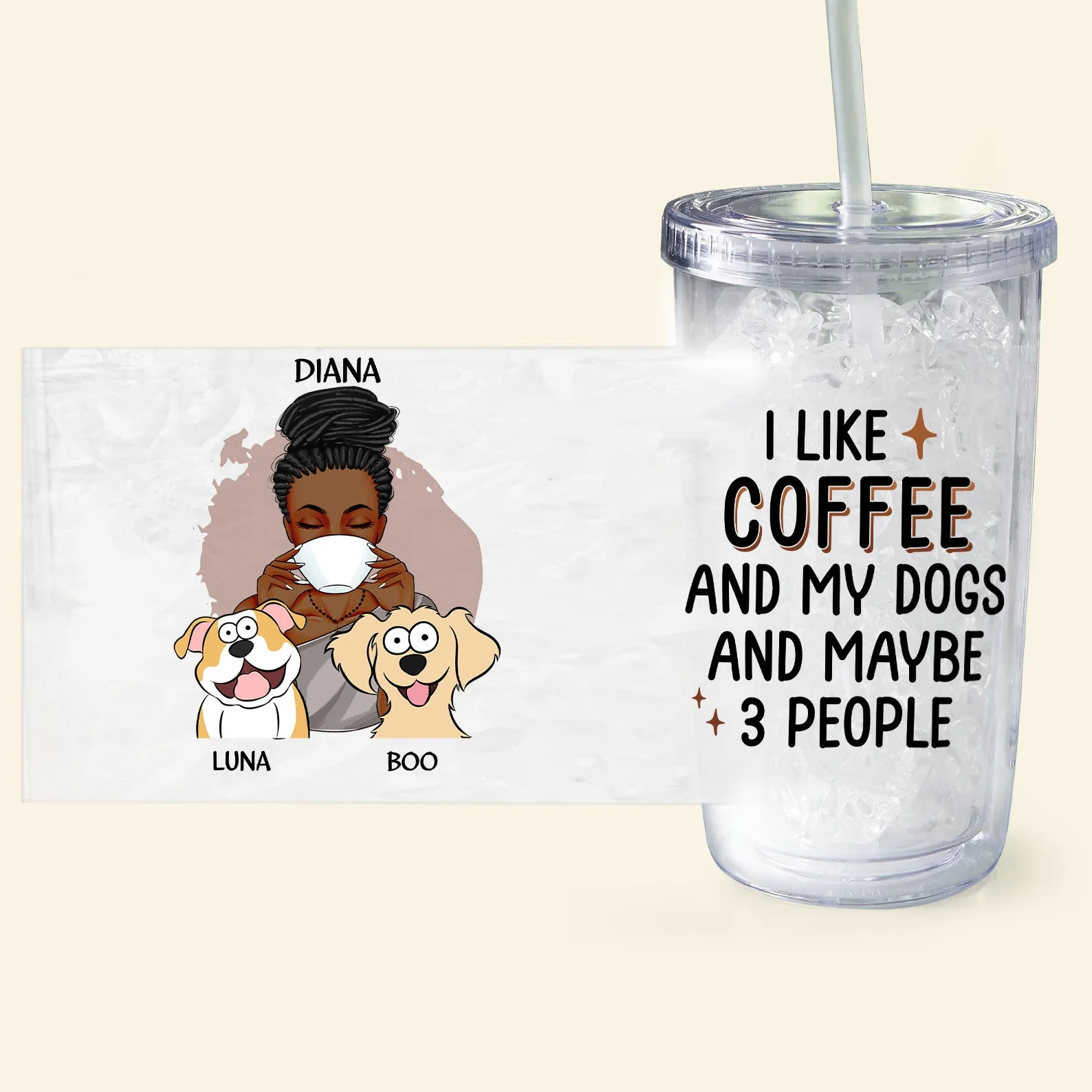 I Like Coffee And My Fur Babies - Personalized Acrylic Tumbler With Straw - Image 6