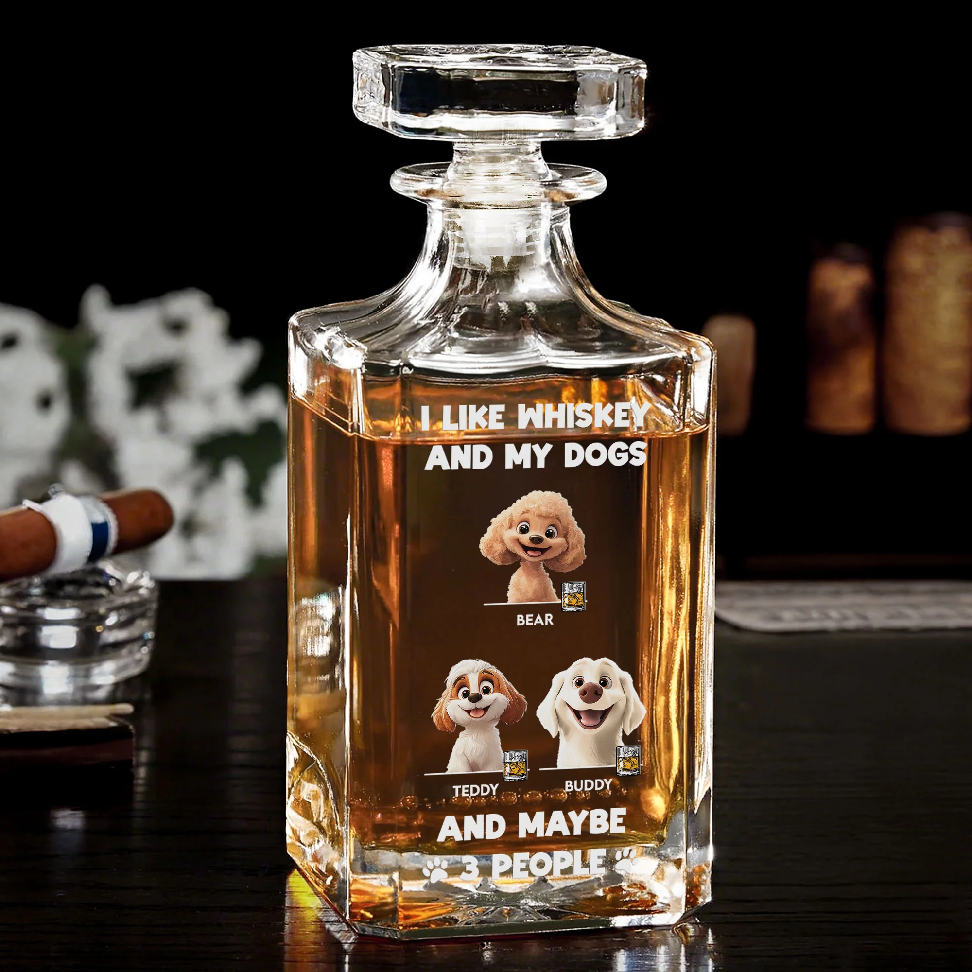 I Like Whiskey And My Dogs - Custom Decanter - Image 2