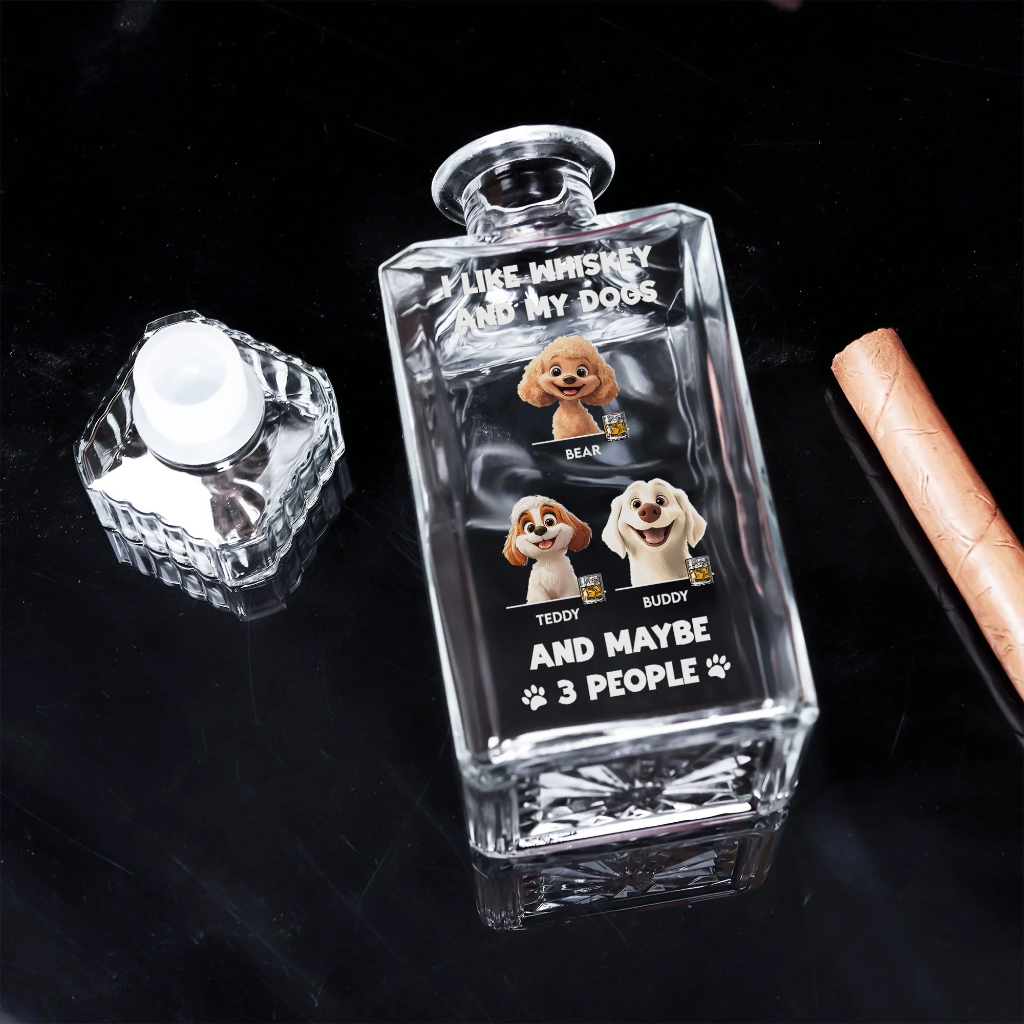 I Like Whiskey And My Dogs - Custom Decanter - Image 3