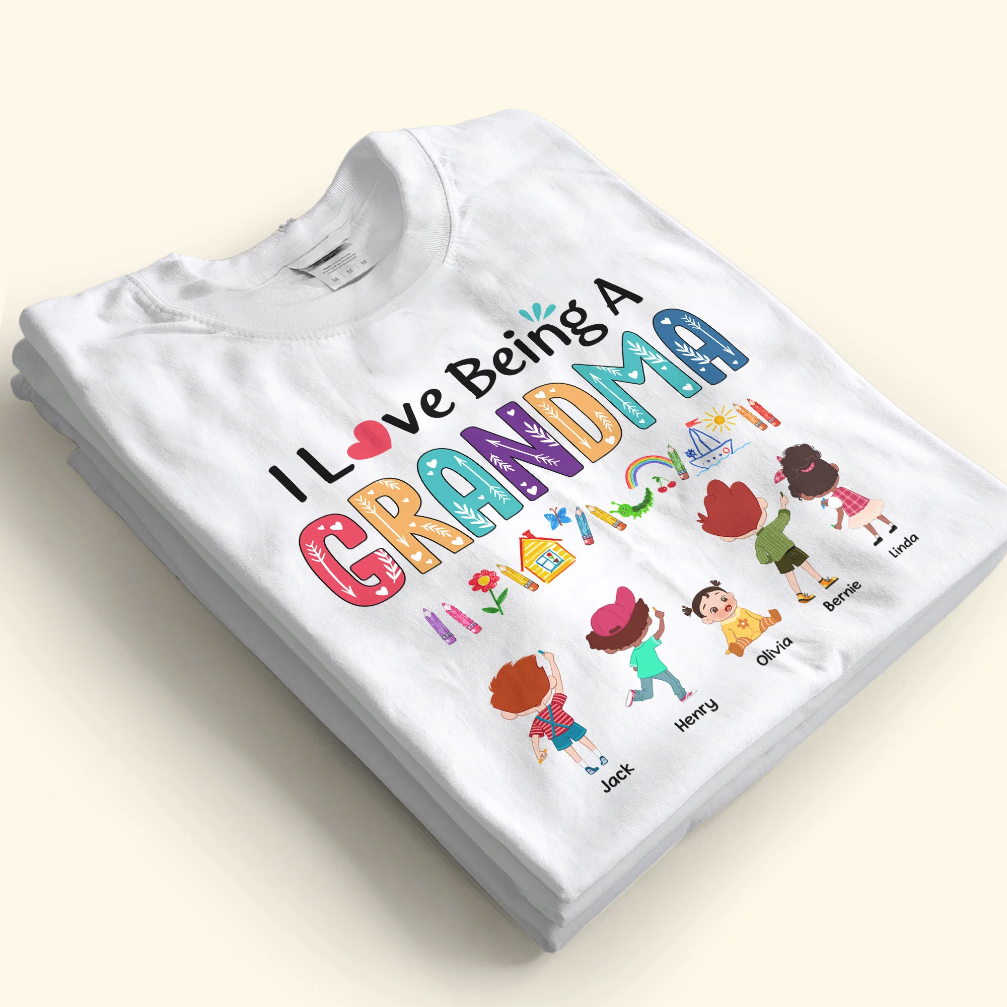 I Love Being A Grandma Crayon Kids - Personalized Shirt - Image 3