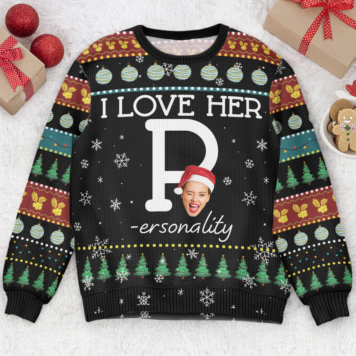 I Love Her P I Love His D - Personalized Ugly Sweater - Image 2
