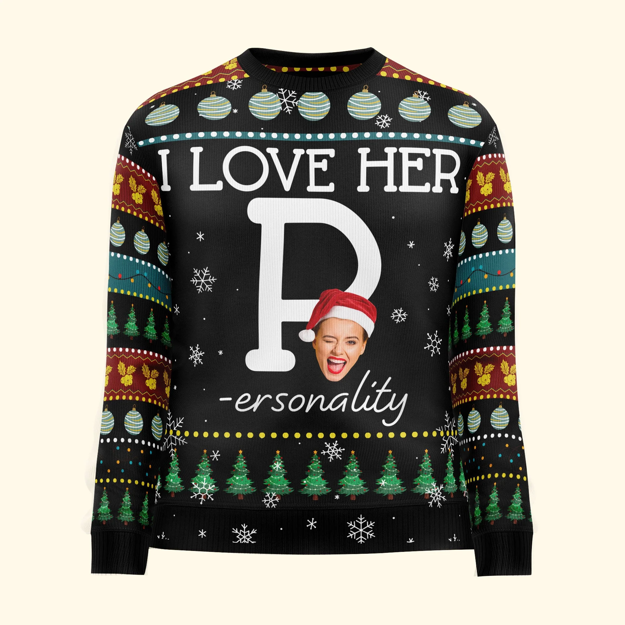 I Love Her P I Love His D - Personalized Ugly Sweater - Image 4