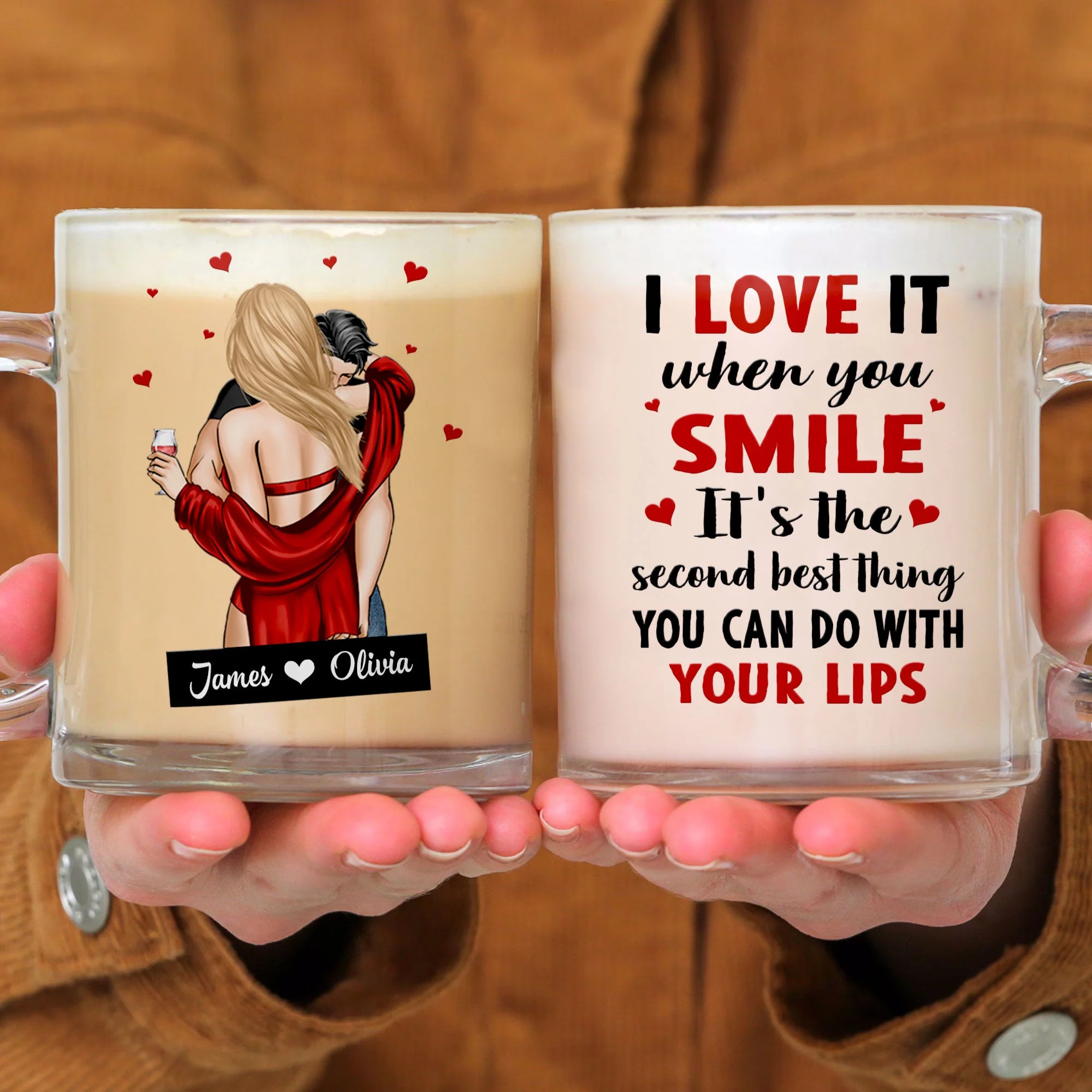 I Love It When You Smile - Personalized Glass Mug - Image 4