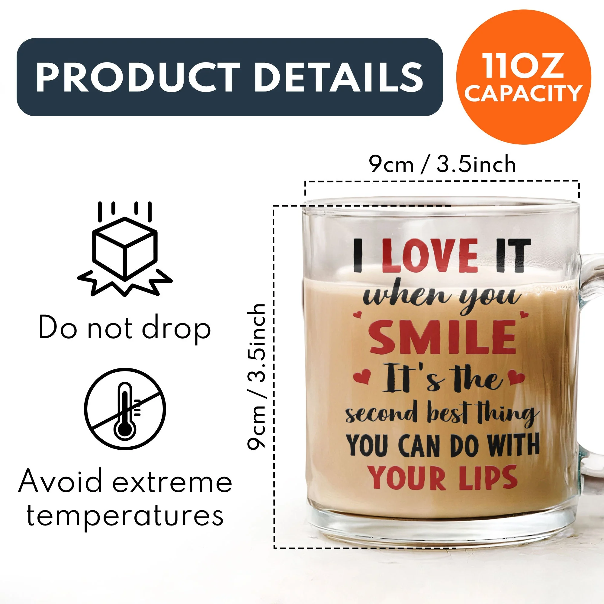 I Love It When You Smile - Personalized Glass Mug - Image 5