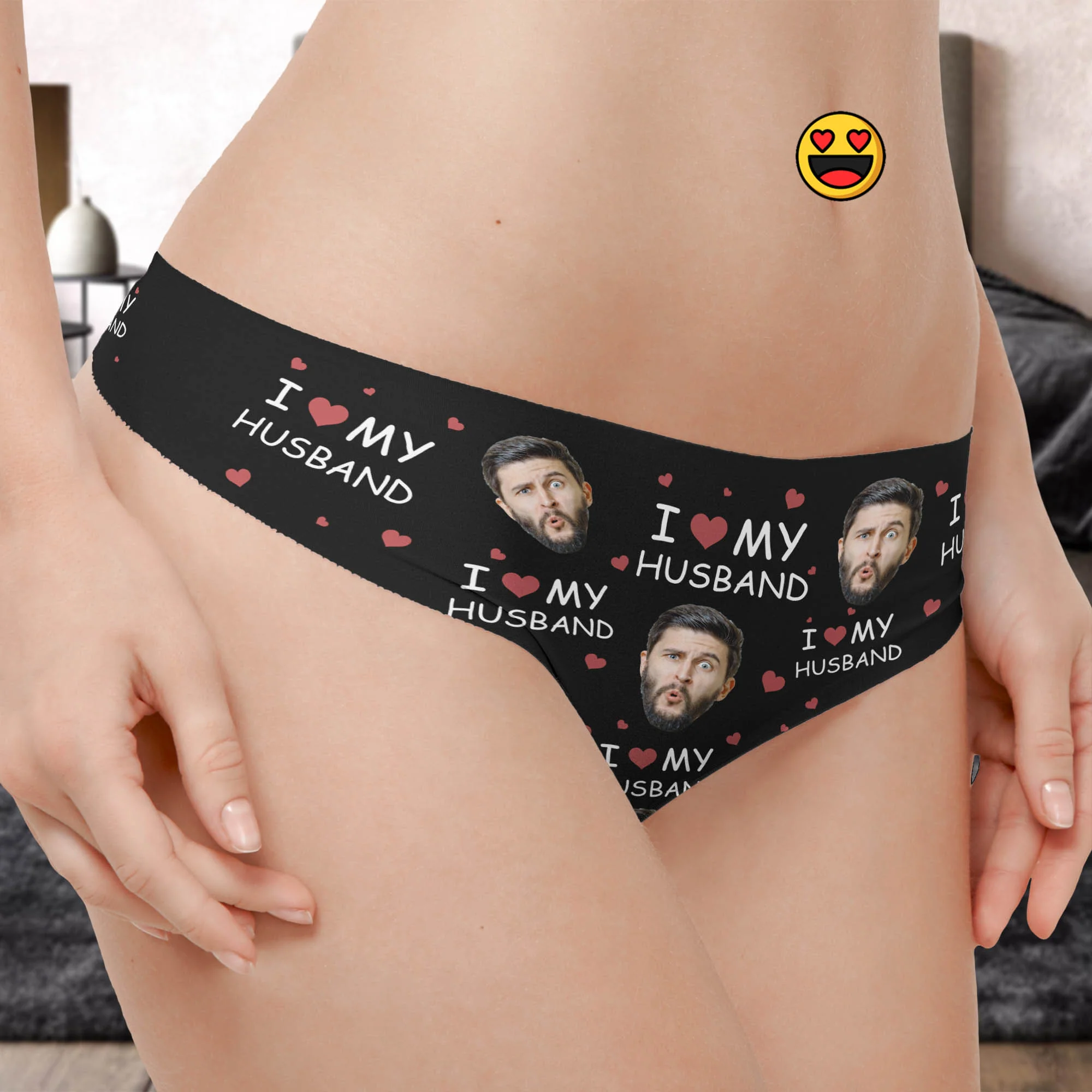 I Love My Husband/ Boyfriend - Personalized Photo Women's Low-Waisted Brief - Image 2