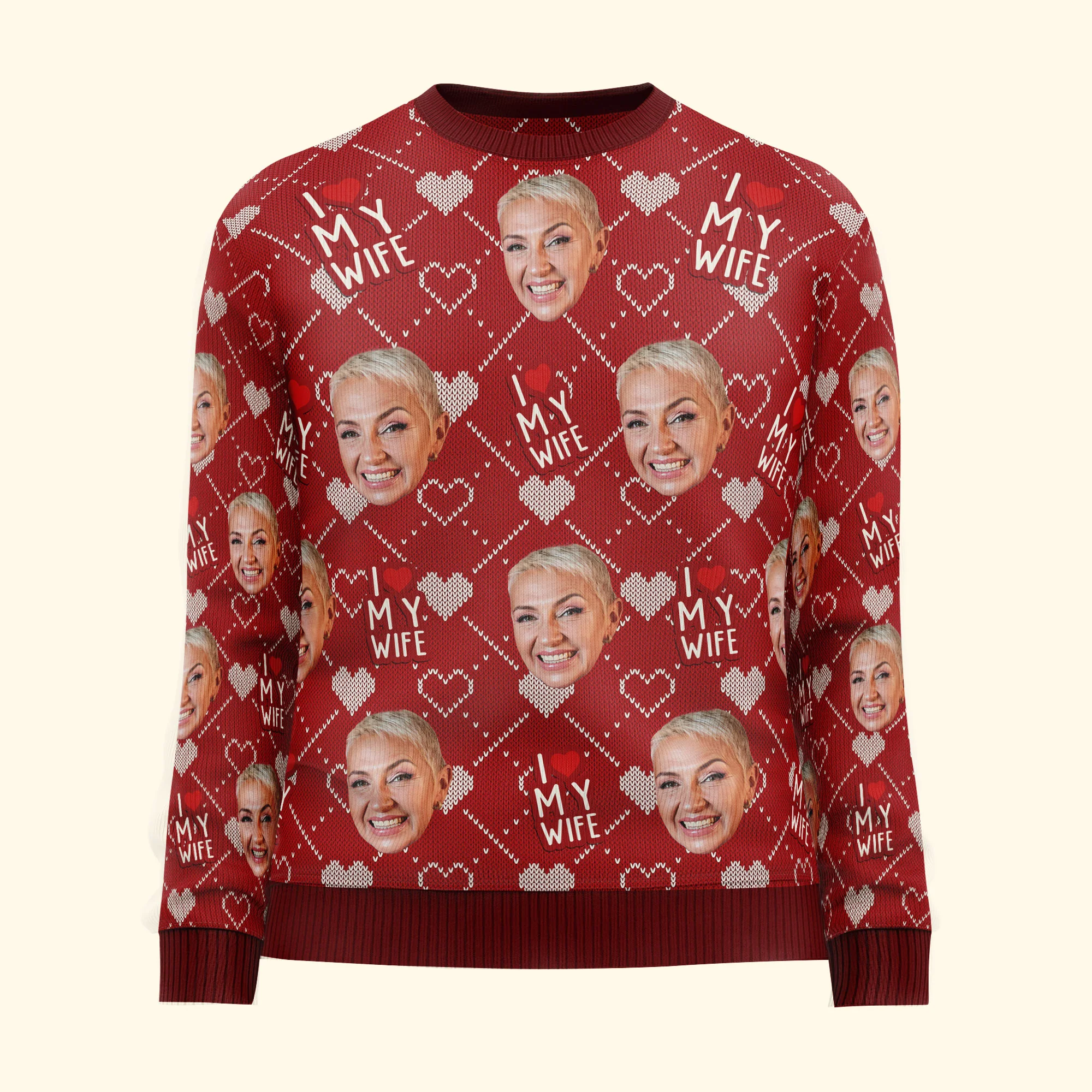 I Love My Wife - Christmas Gifts For Husband, Boyfriend - Personalized Photo Ugly Sweater - Image 4