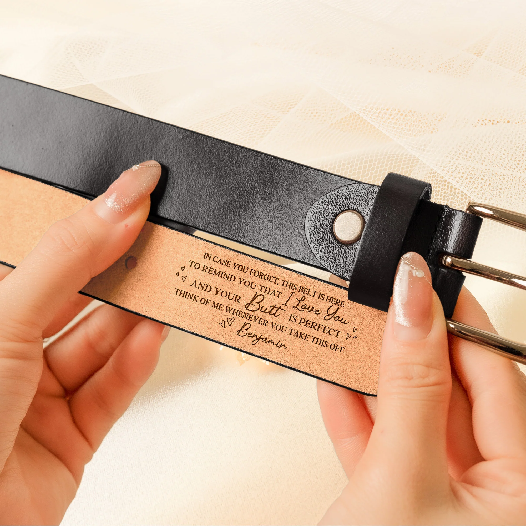 I Love You And Your Butt Is Perfect - Valentine's Day Gift For Wife - Personalized Women Leather Belt - Image 3