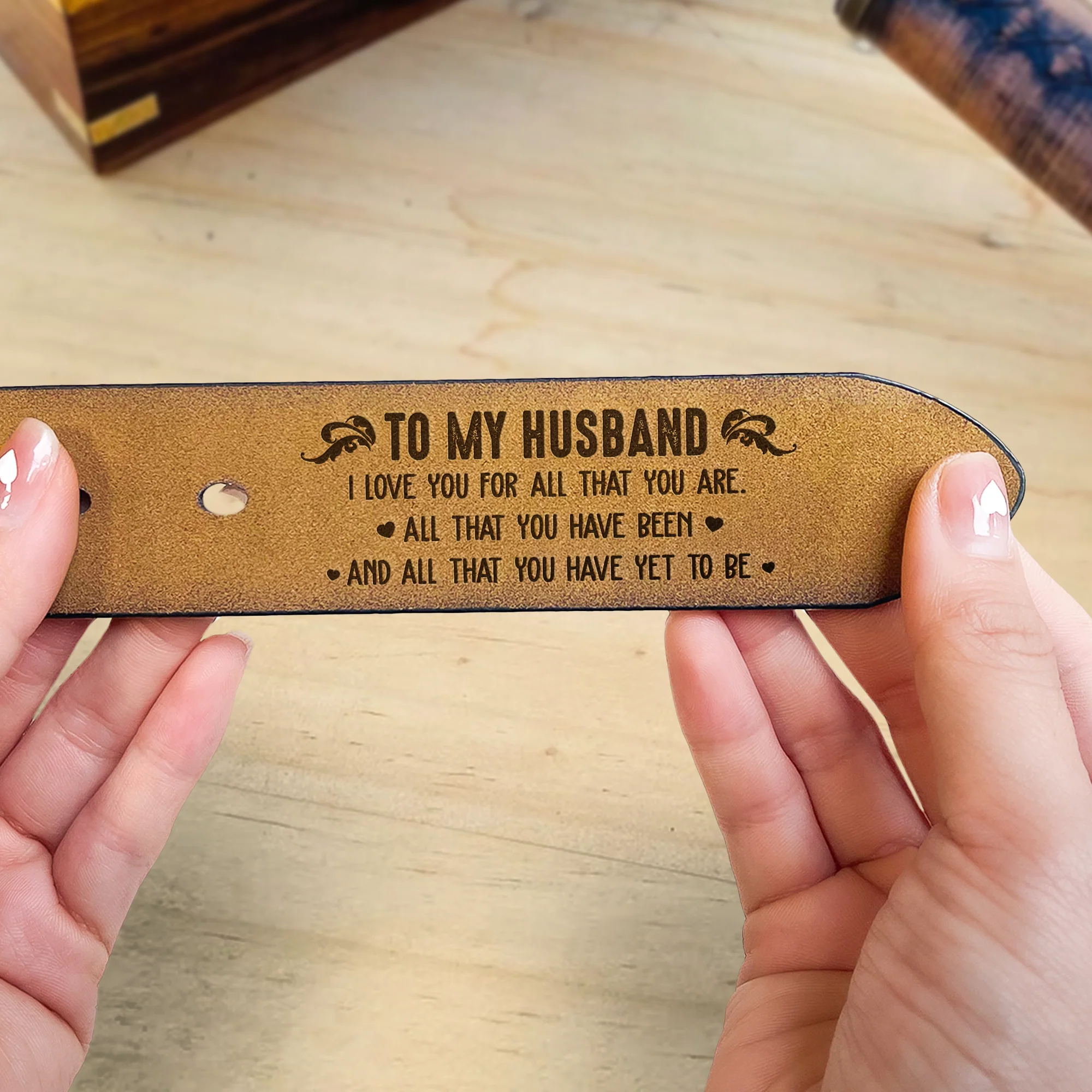 I Love You For All That You Are - Personalized Engraved Leather Belt - Image 3