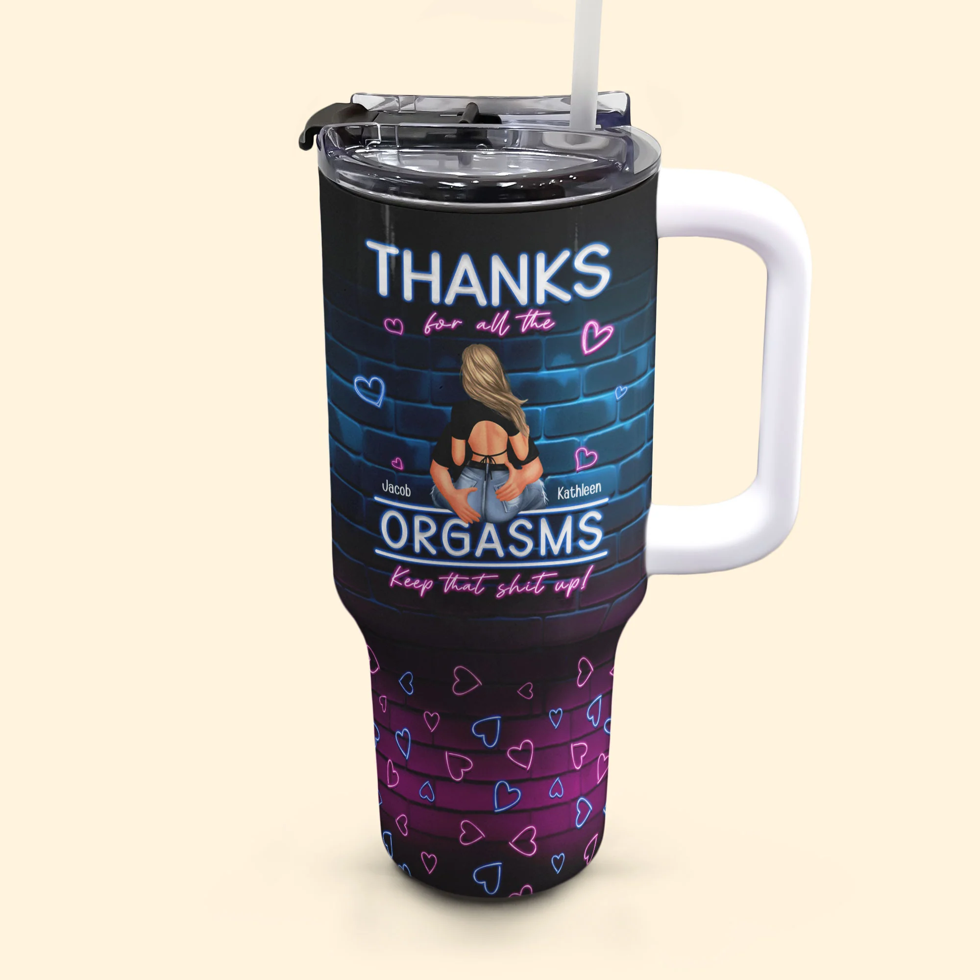 I Love You For Who You Are But That Cock Sure Is A Huge Bonus - Personalized 40oz Tumbler With Straw - Image 4