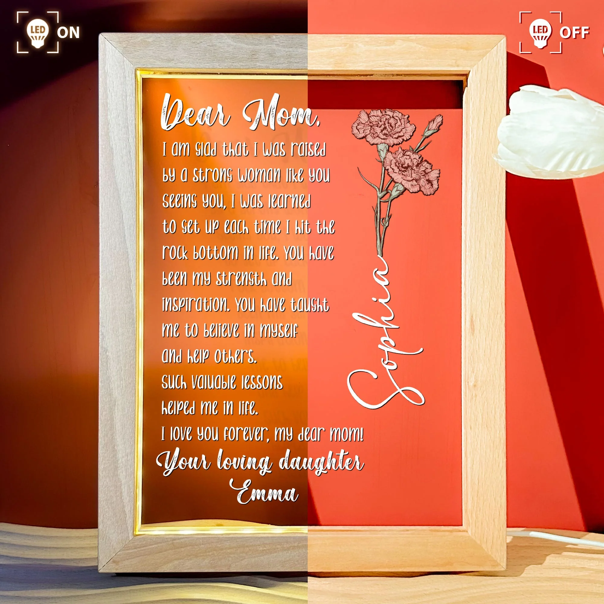 I Love You Forever My Dear Mom! Mother's Day Gift - Personalized Frame Lamp - Image 2