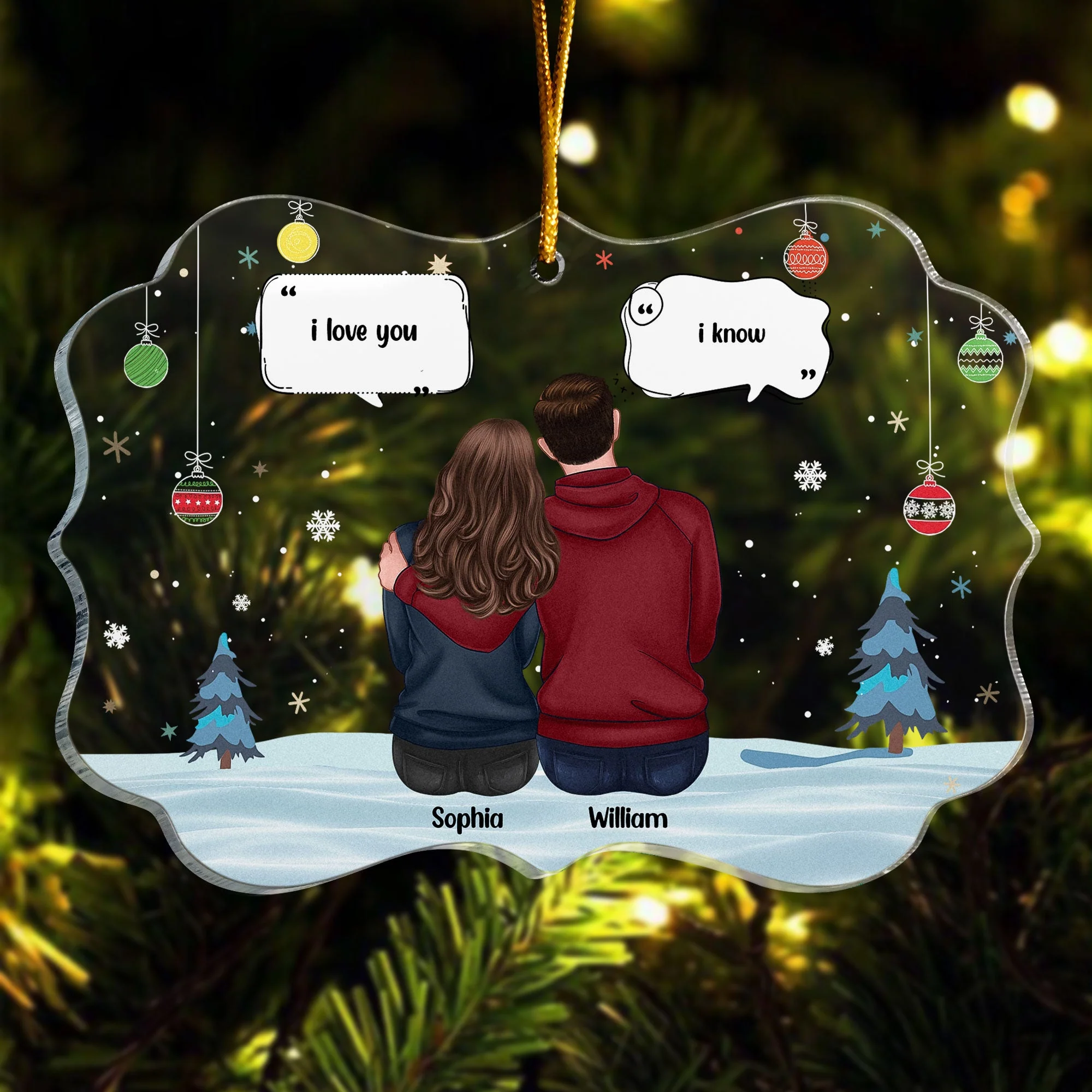 I Love You, I Know - Personalized Acrylic Ornament - Image 2
