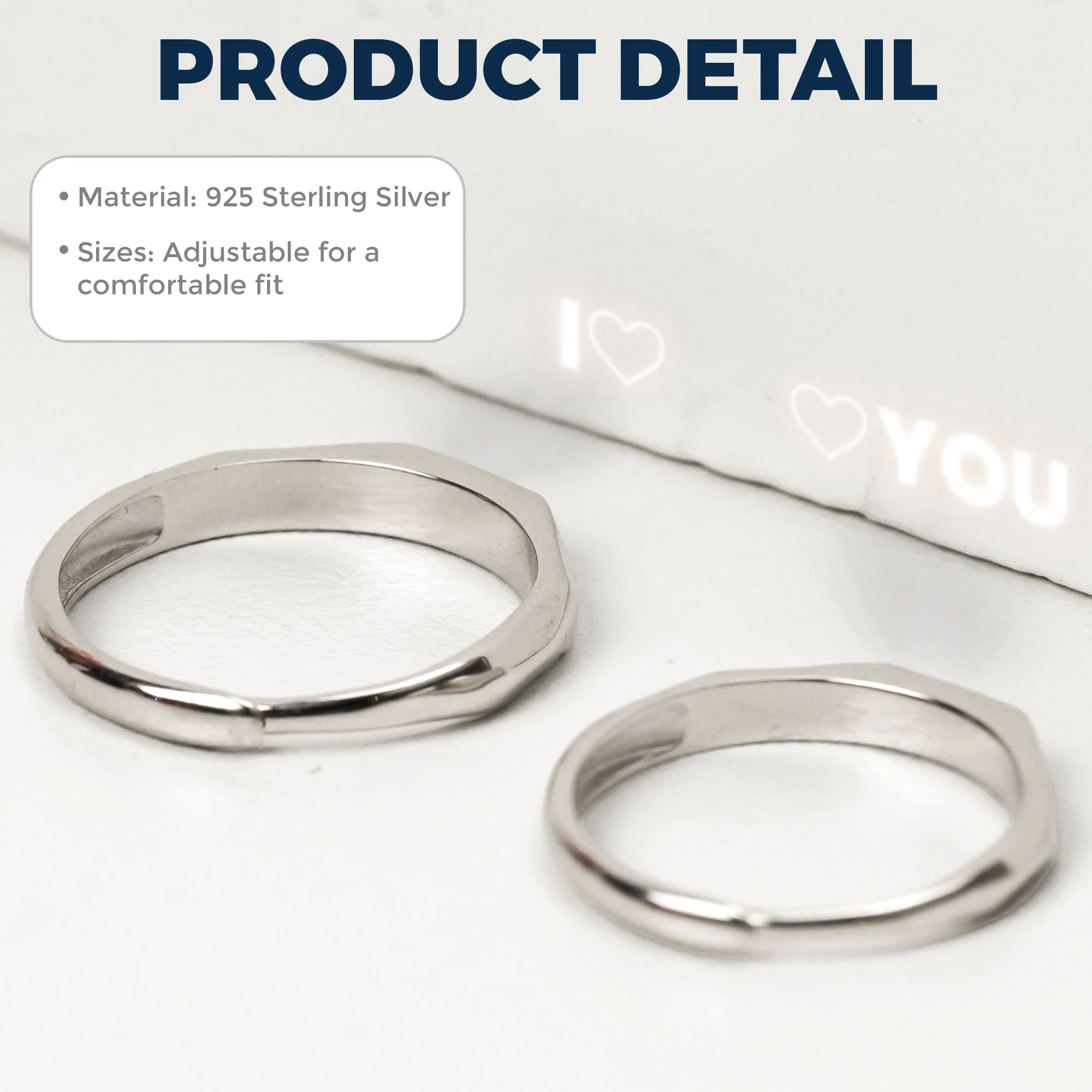 I Love You - Luminous Affection Couple Ring - Image 11