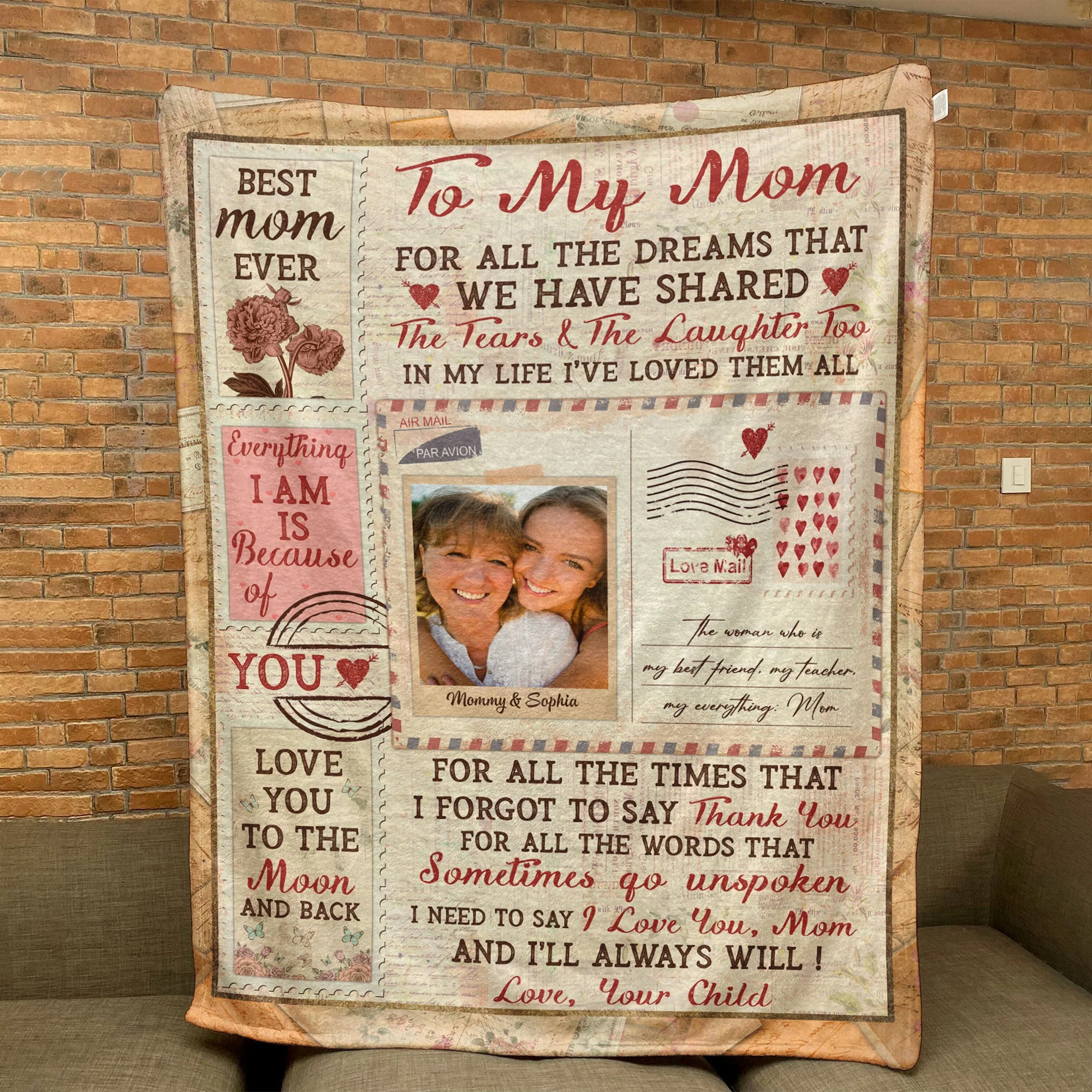 I Love You Mom - Personalized Photo Blanket - Image 8