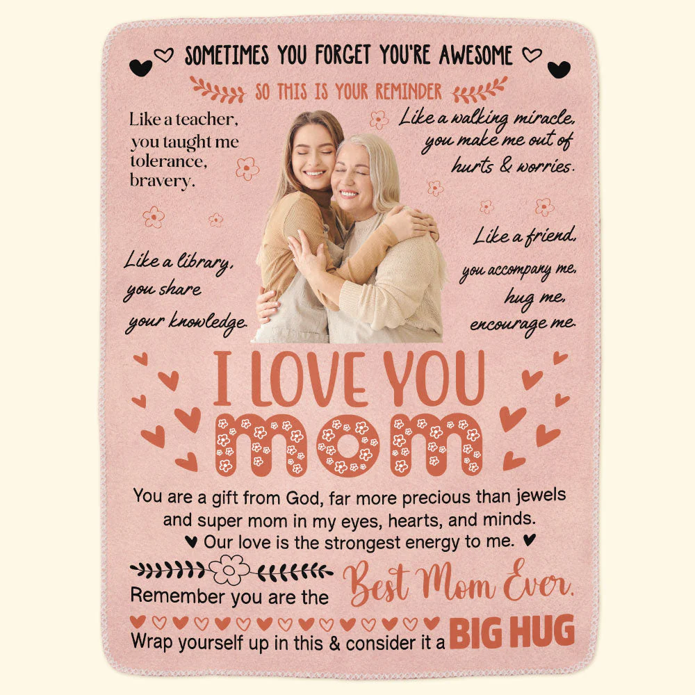 I Love You Mom & This Is Your Reminder - Personalized Photo Blanket - Image 5