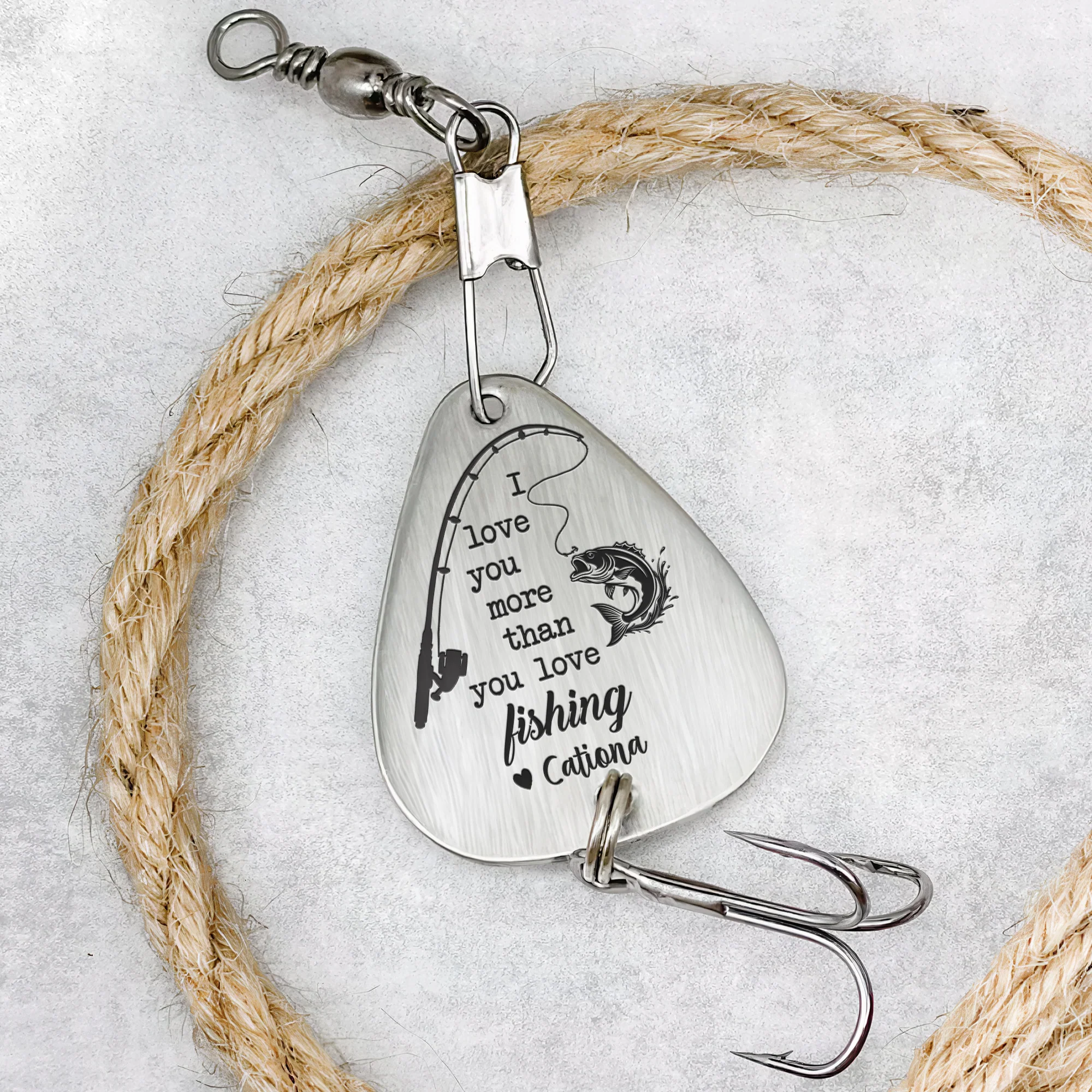 I Love You More Than You Love Fishing - Personalized Fishing Lure Keychain - Image 2