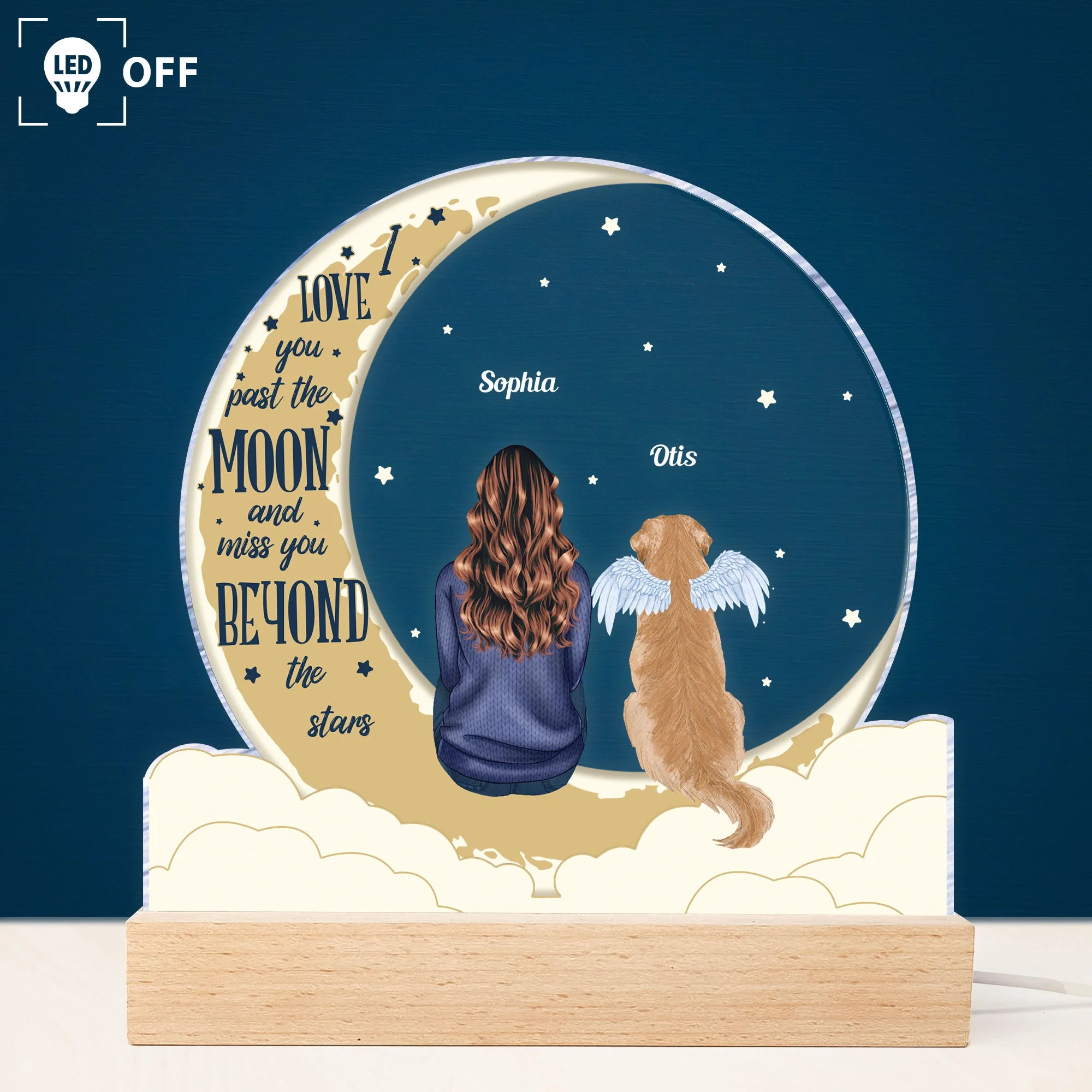I Love You Past The Moon - Personalized LED Light - Image 2