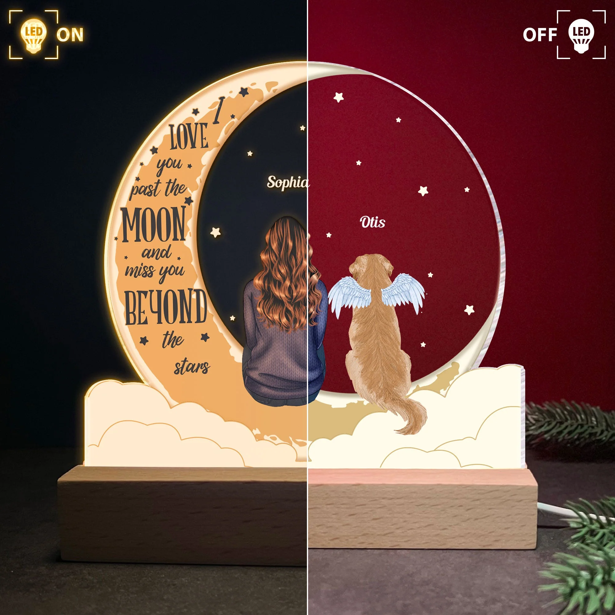 I Love You Past The Moon - Personalized LED Light - Image 3