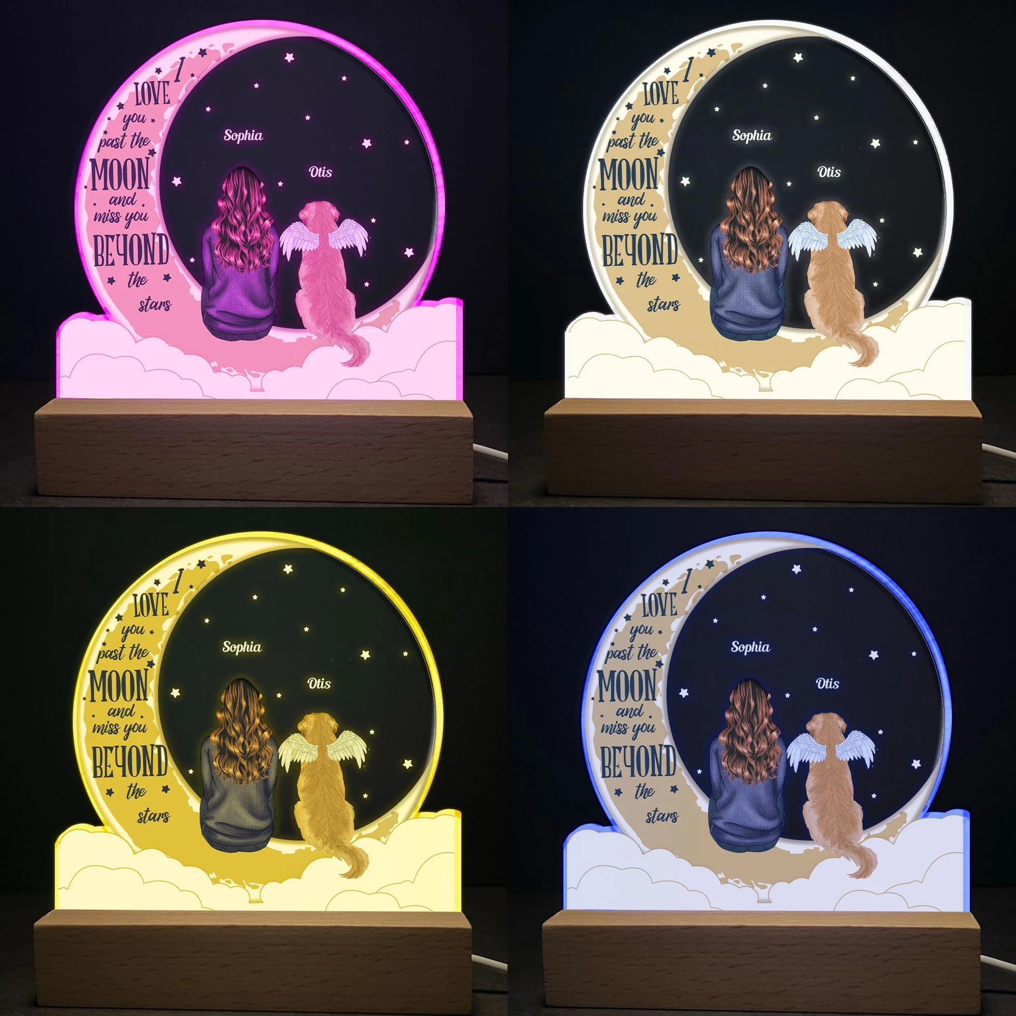 I Love You Past The Moon - Personalized LED Light - Image 4