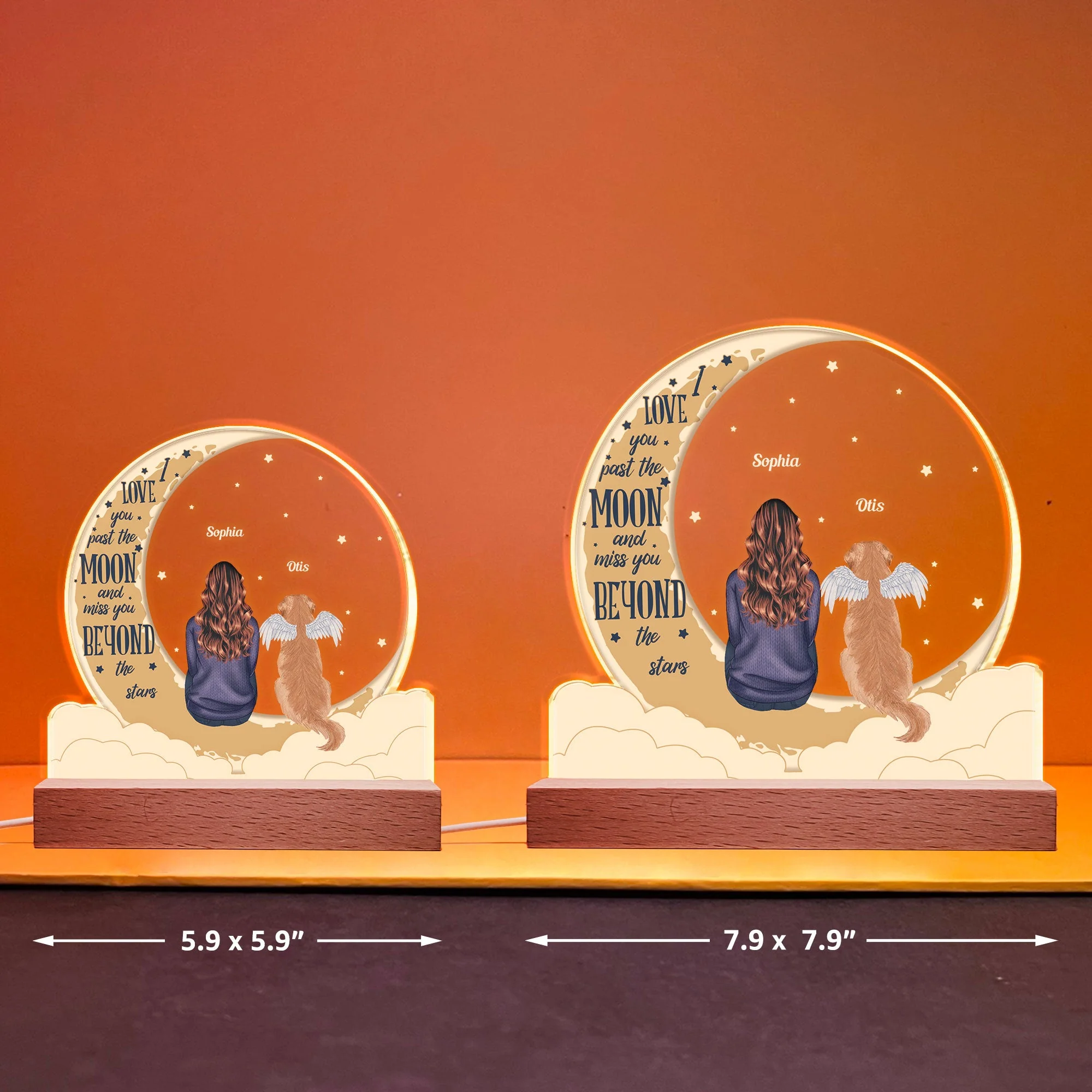 I Love You Past The Moon - Personalized LED Light - Image 6