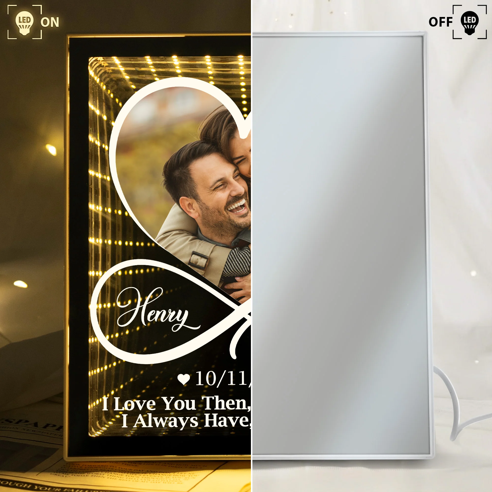 I Love You Then, I Love You Still, I Always Have, I Always Will - Personalized Infinity Mirror Light Photo Box - Image 5