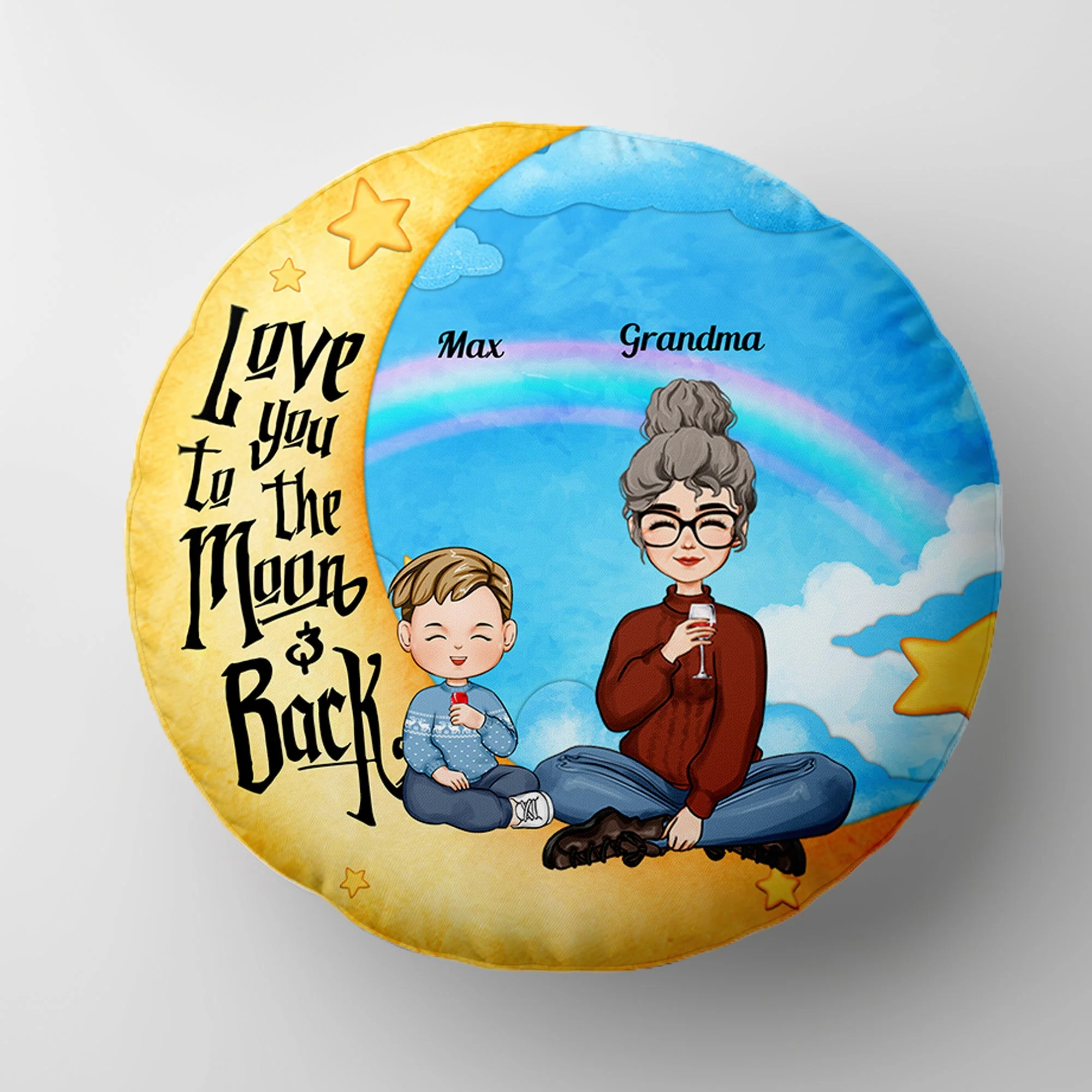 I Love You To The Moon And Back Kid - Personalized Round Pillow - Image 6