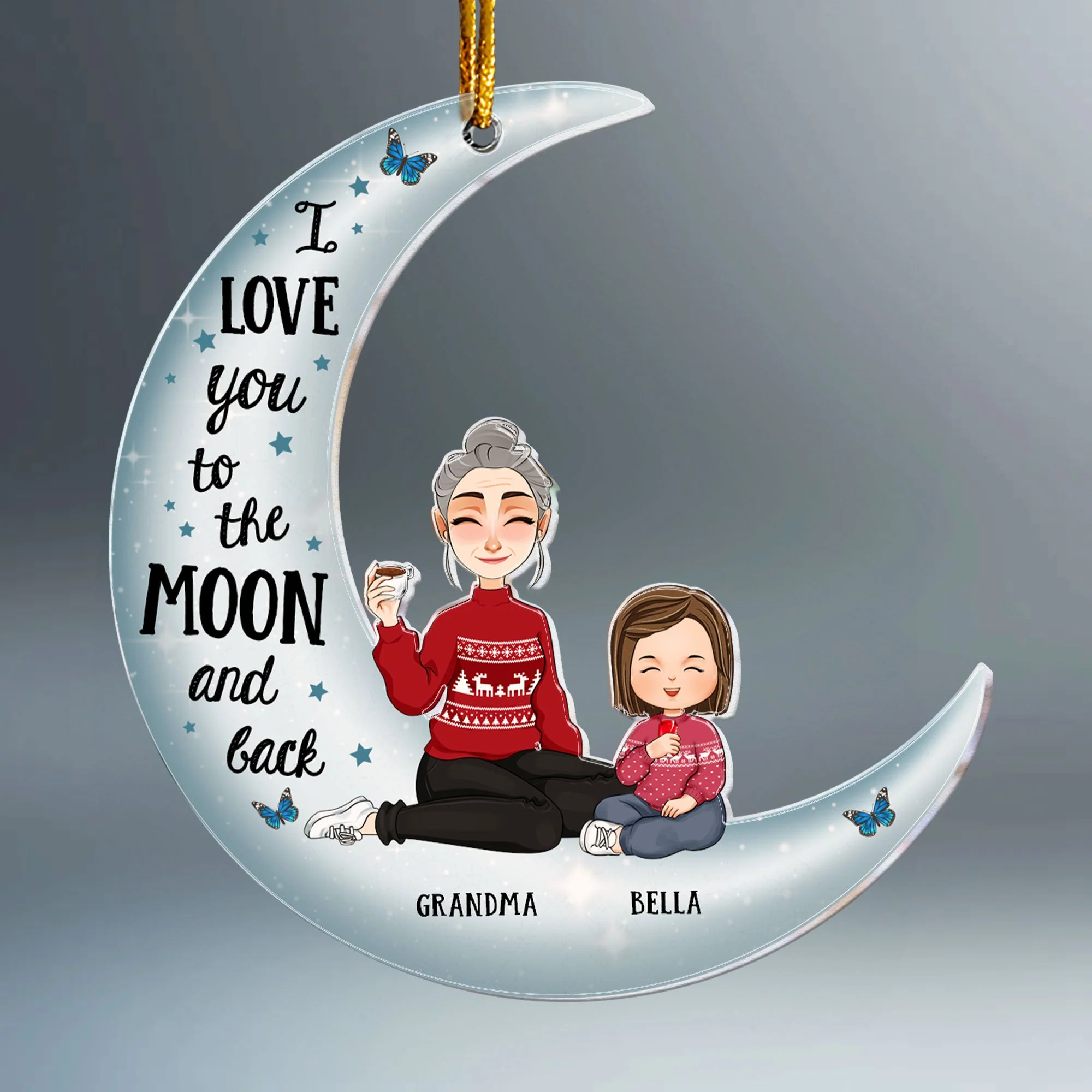 I Love You To The Moon And Back - New Version - Personalized Acrylic Ornament - Image 4