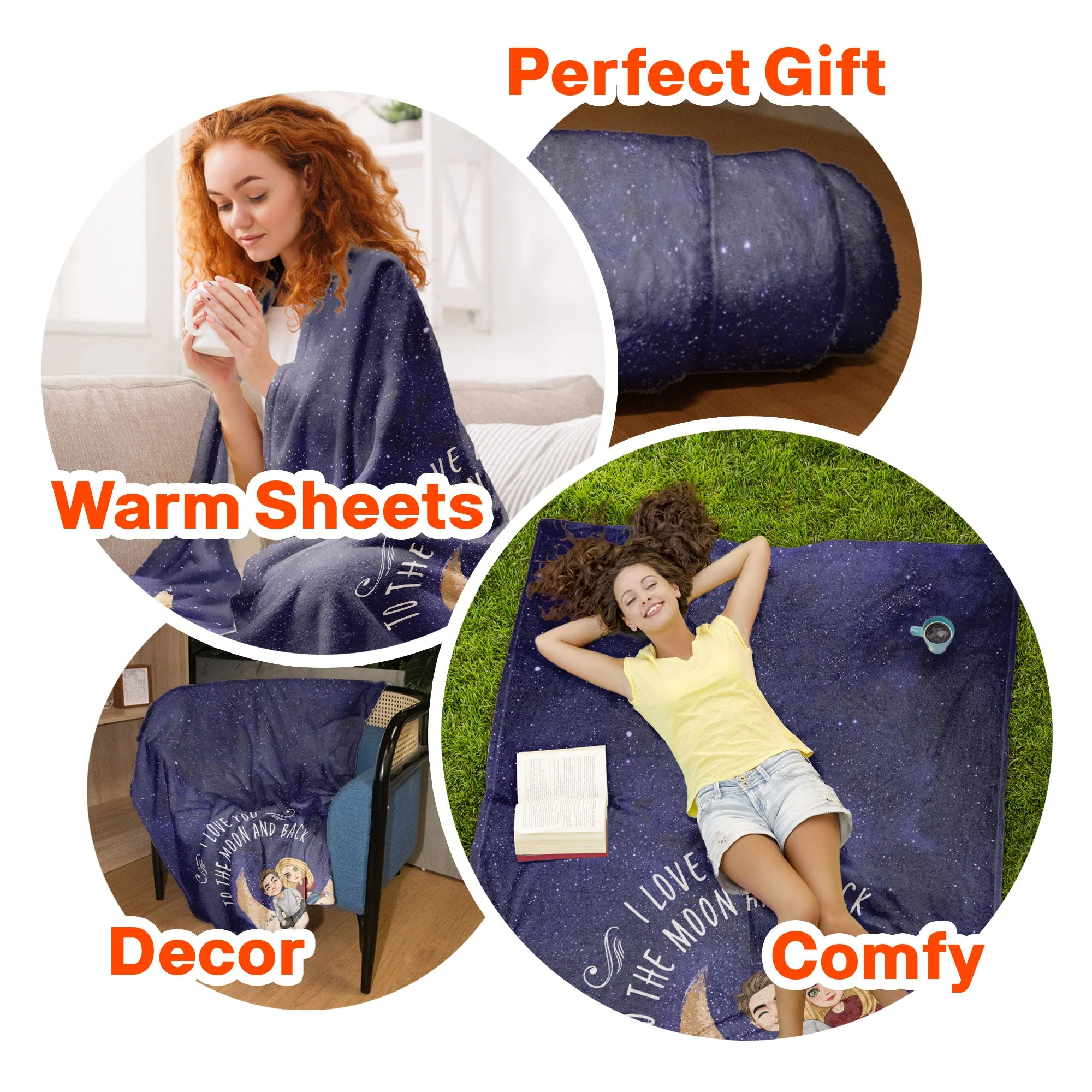 I Love You To The Moon And Back - Personalized Blanket - Image 6