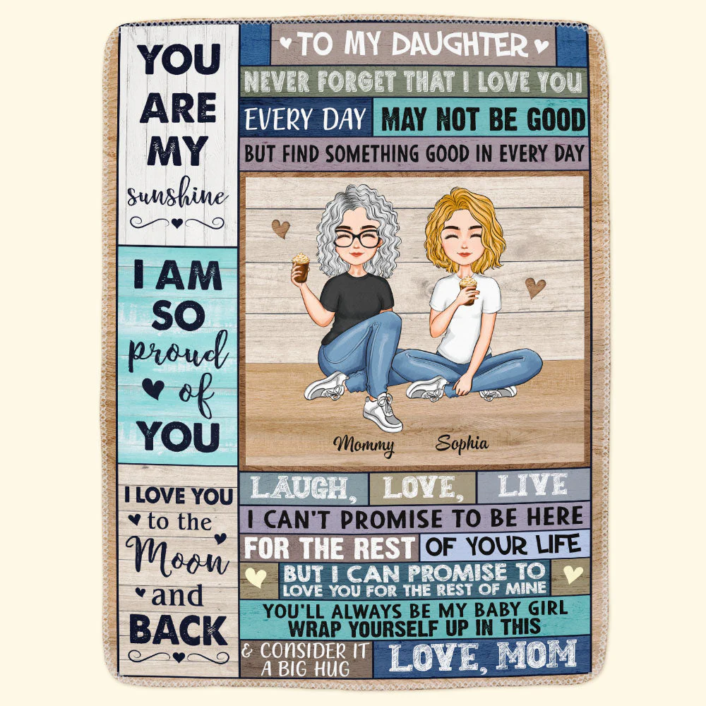I Love You To The Moon And Back - Personalized Daughter Blanket - Image 3