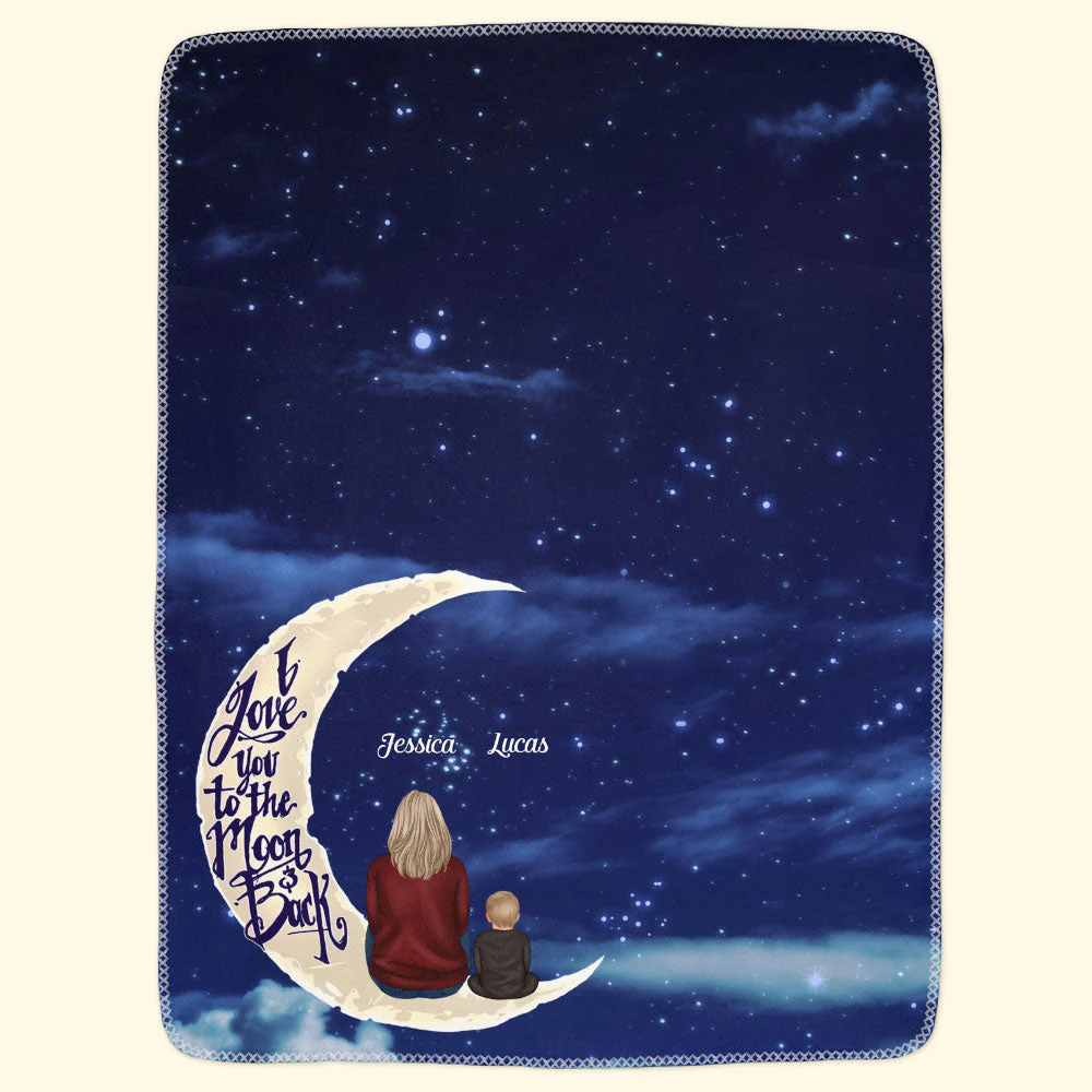 I Love You To The Moon And Back - Personalized Grandma Blanket - Image 2