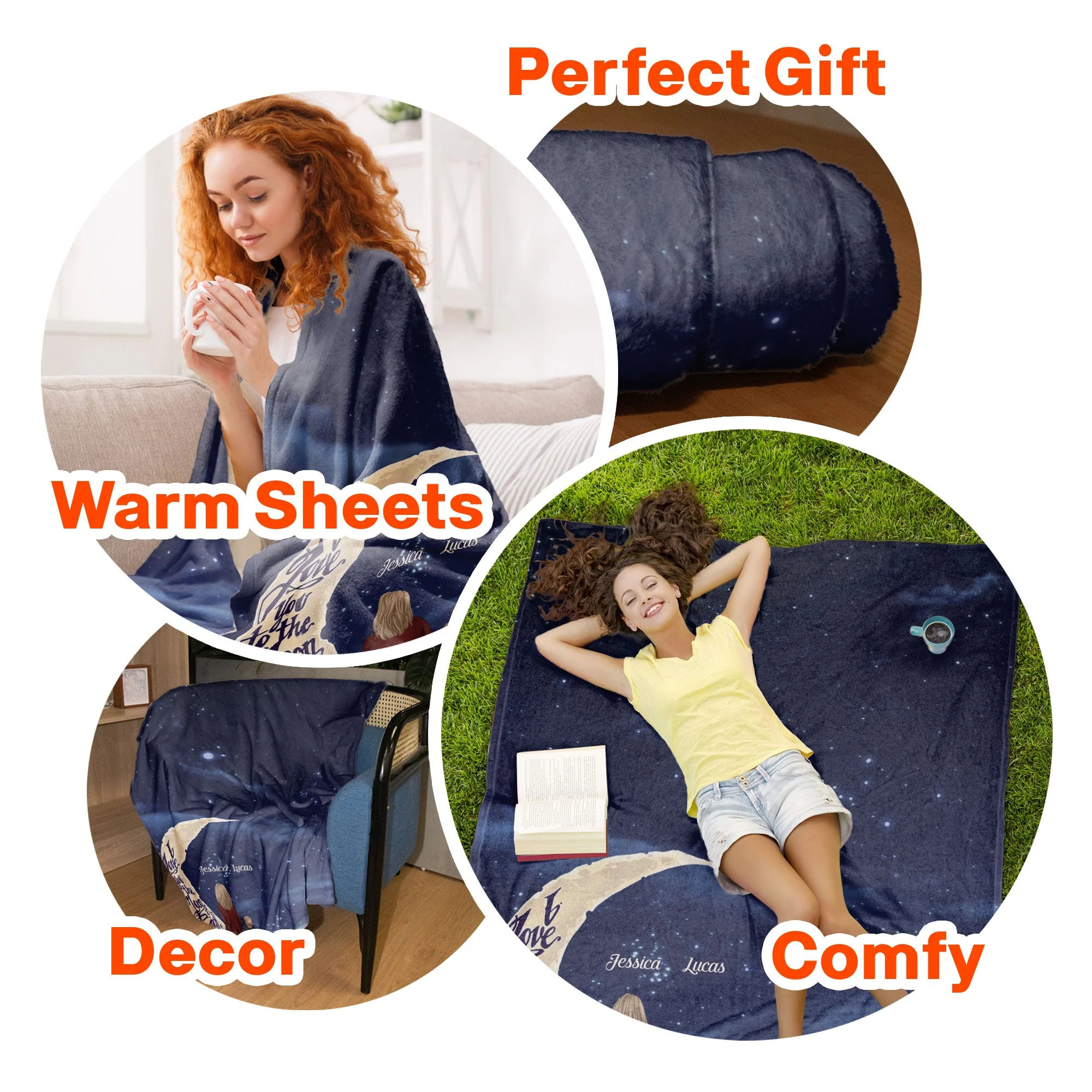 I Love You To The Moon And Back - Personalized Grandma Blanket - Image 5
