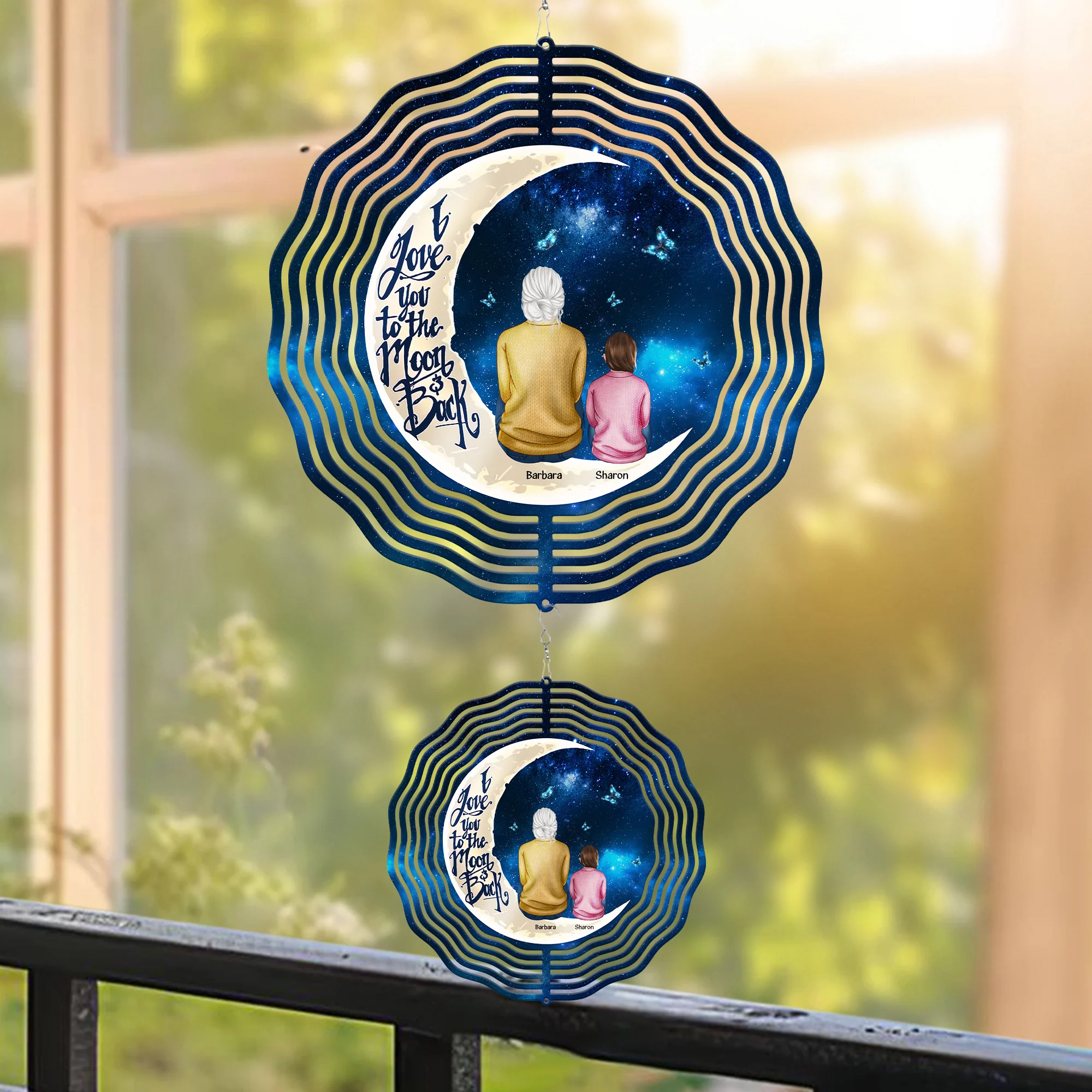 I Love You To The Moon And Back - Personalized Wind Spinner - Image 3