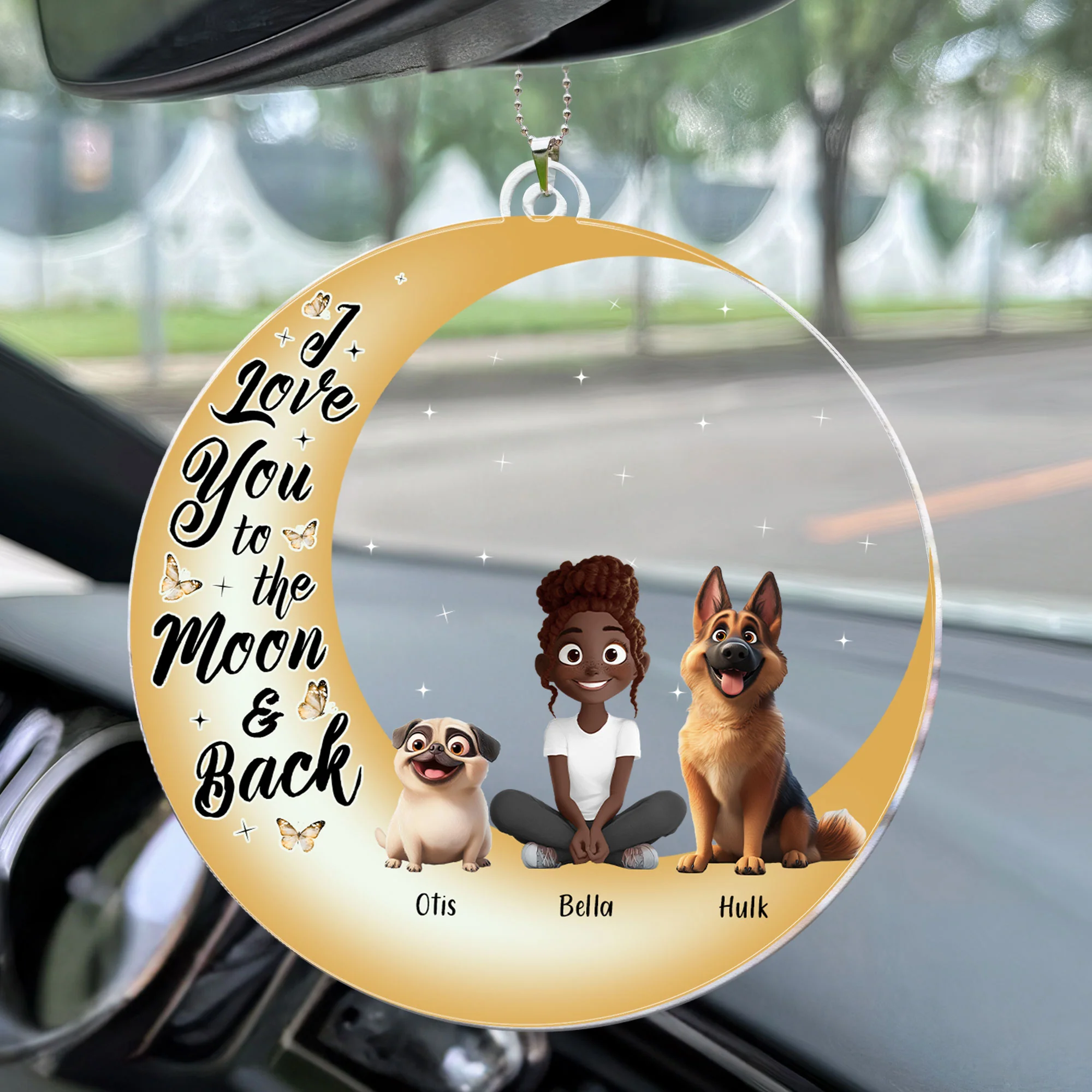 I Love You To The Moon & Back - New Pet - Personalized Rear View Mirror Accessory - Image 2