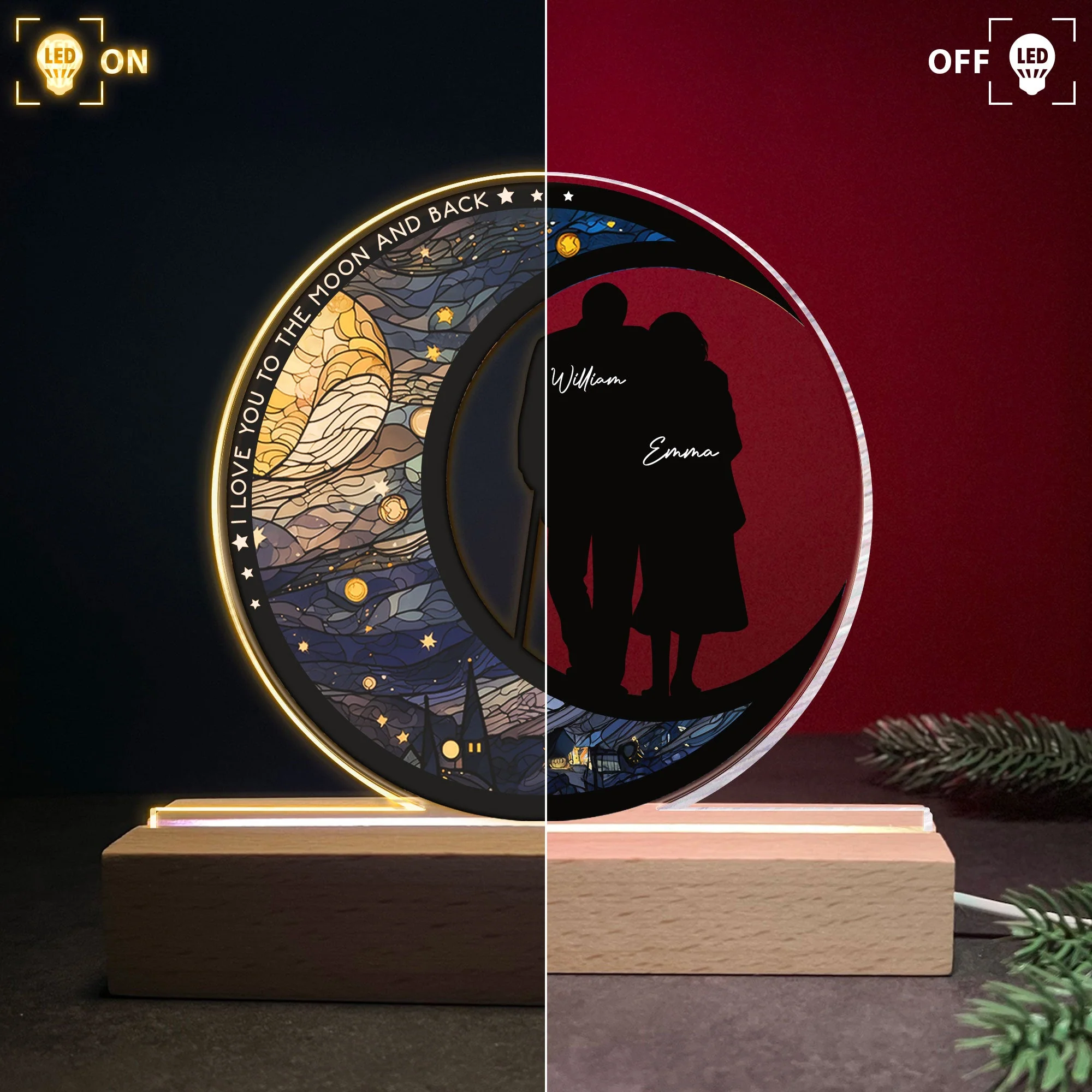 I Love You To The Moon & Back - Personalized LED Light - Anniversary Gifts For Her, Him - Image 4