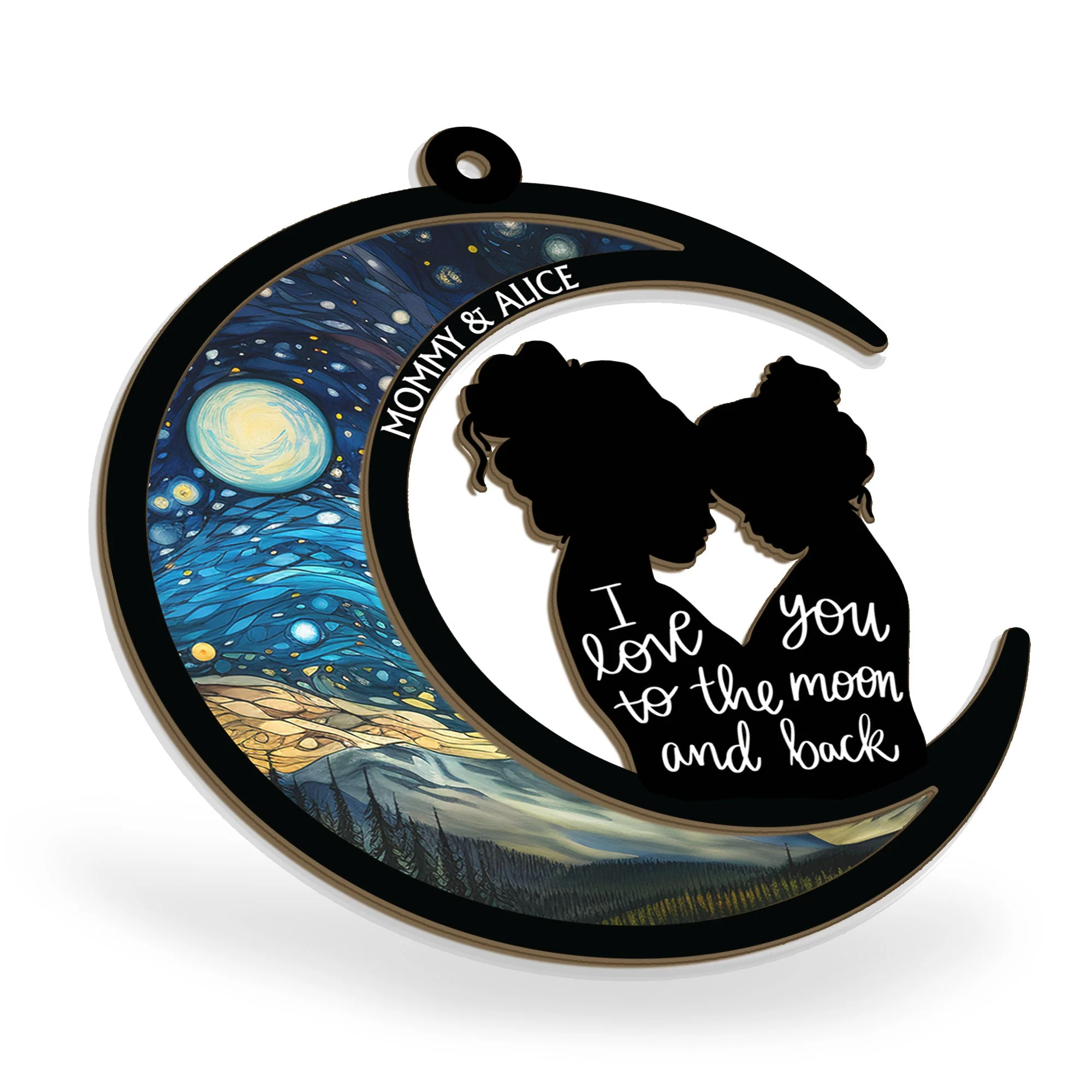 I Love You To The Moon & Back - Personalized Window Hanging Suncatcher Ornament - Image 4