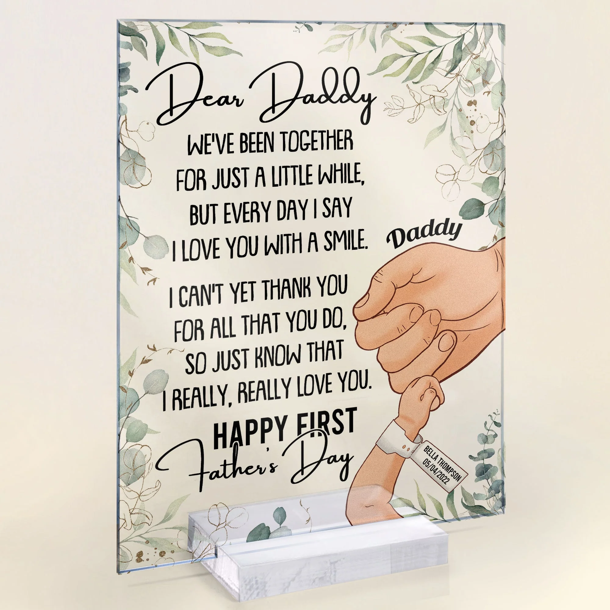 I Love You With A Smile First Father's Day - Personalized Acrylic Plaque - Image 2