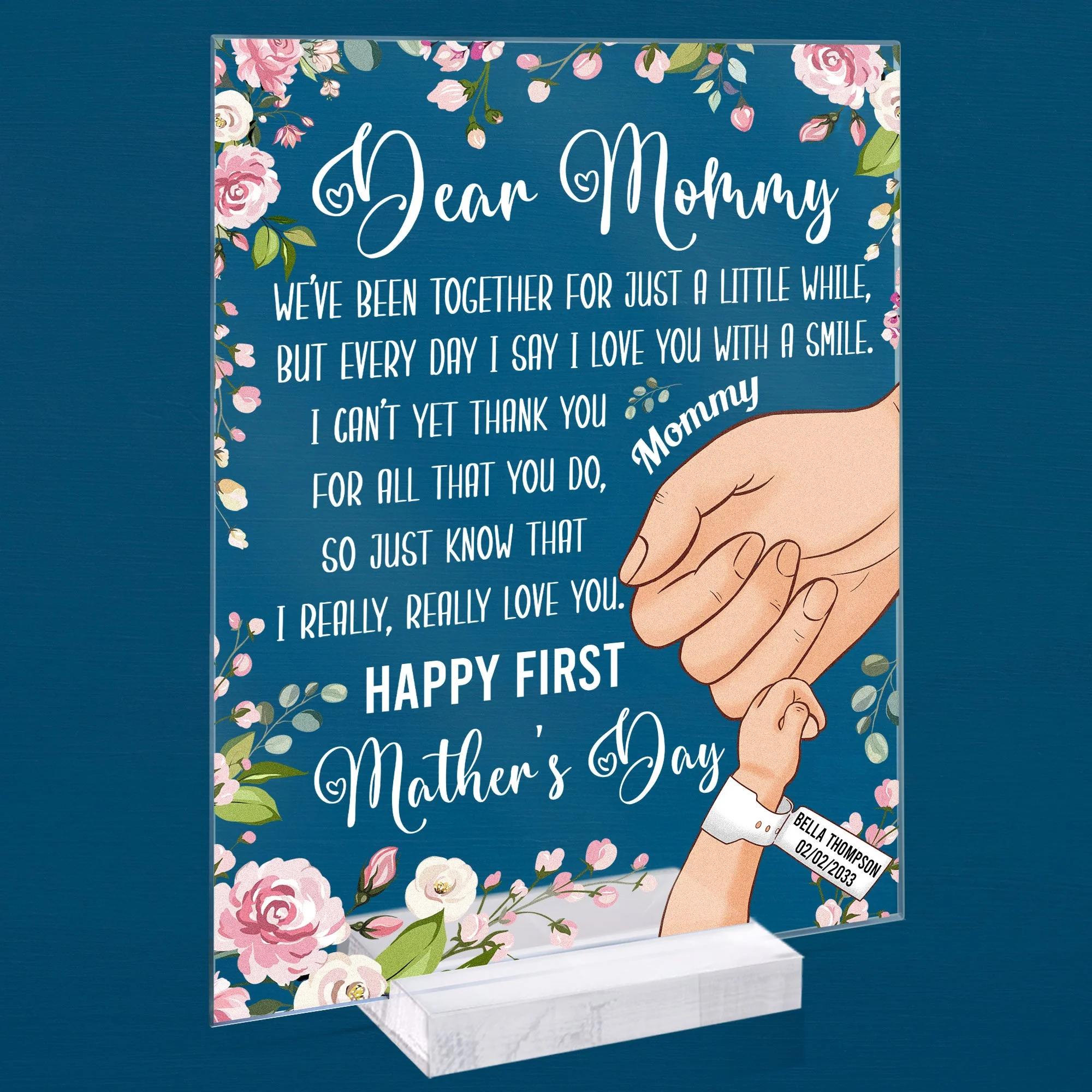 I Love You With A Smile First Mother's Day - Personalized Acrylic Plaque - Birthday Mother's Day Gift For First Mom, Gift For Wife - Image 2